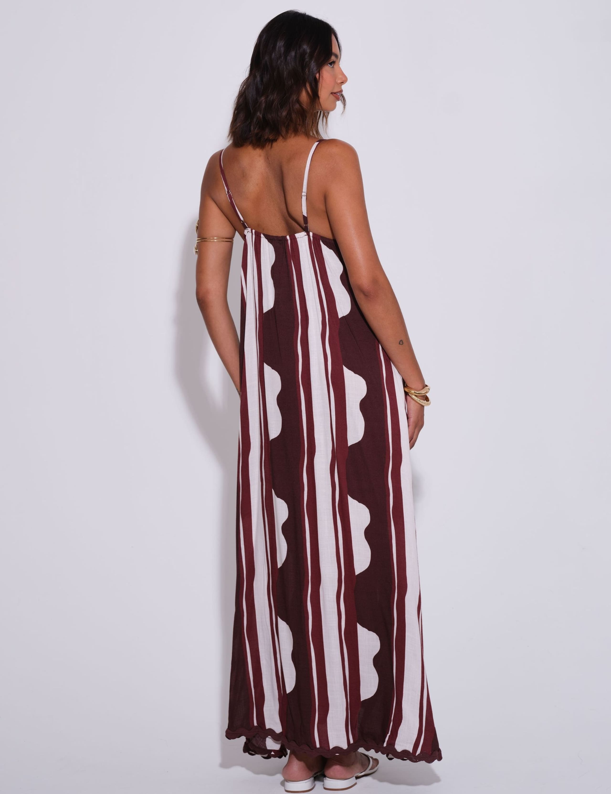 Striped V-Neck Maxi Beach Dress 2 of 5