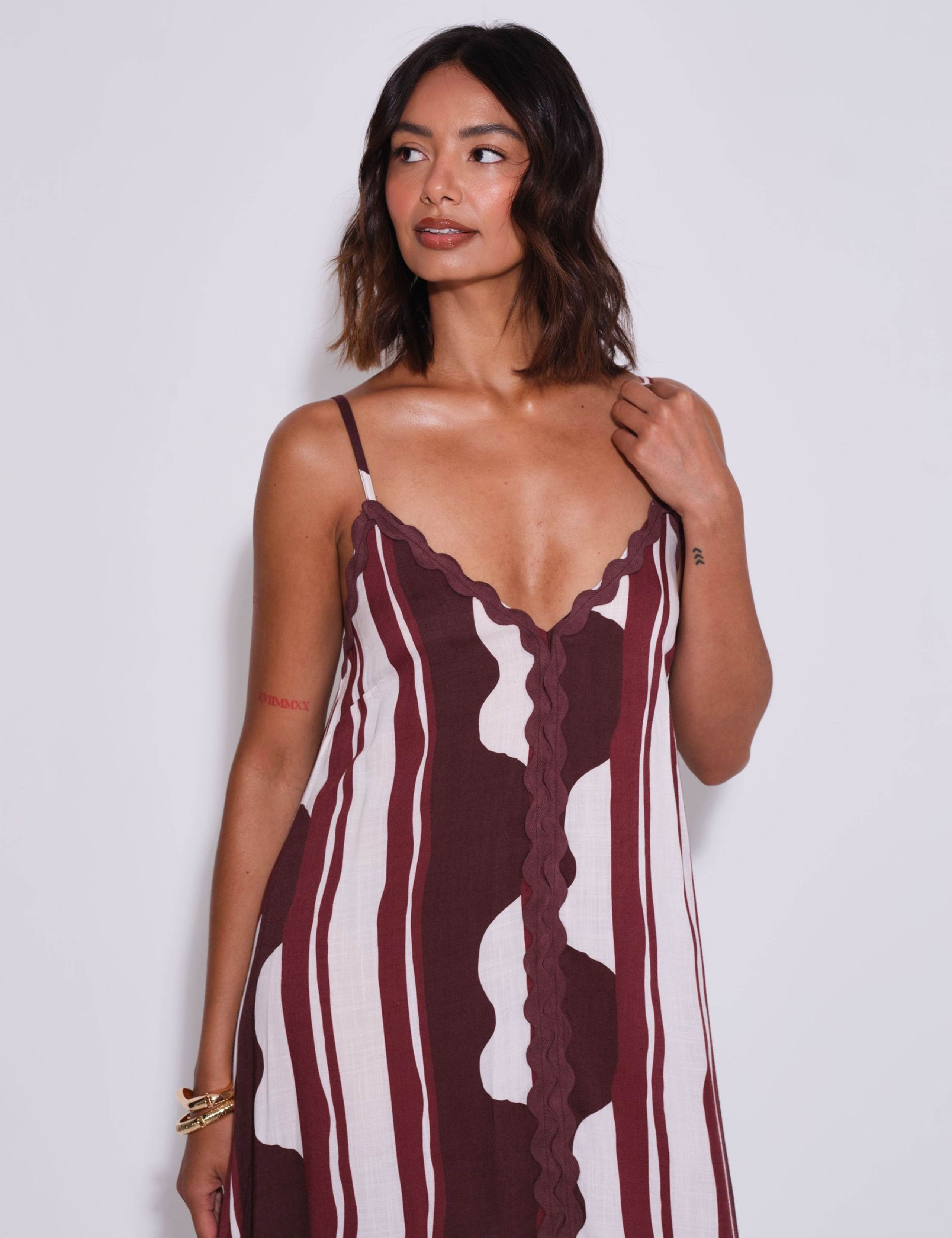 Striped V-Neck Maxi Beach Dress 4 of 5