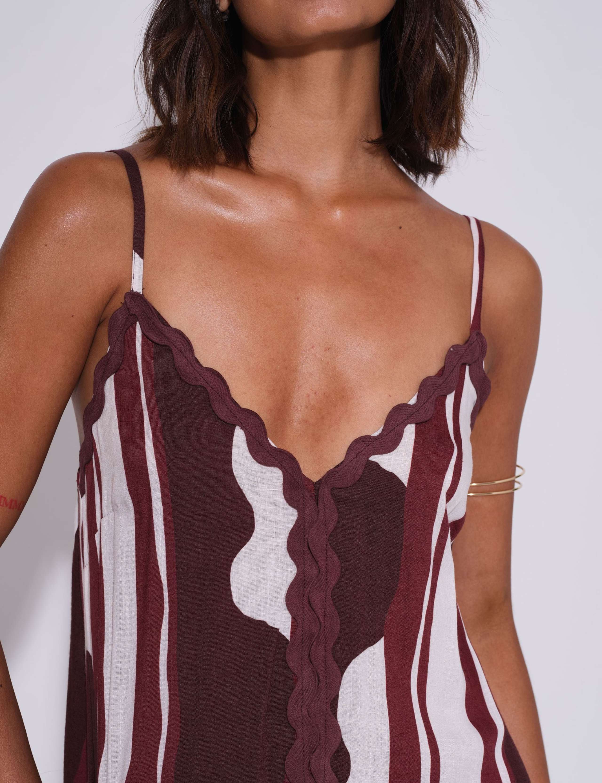 Striped V-Neck Maxi Beach Dress 5 of 5