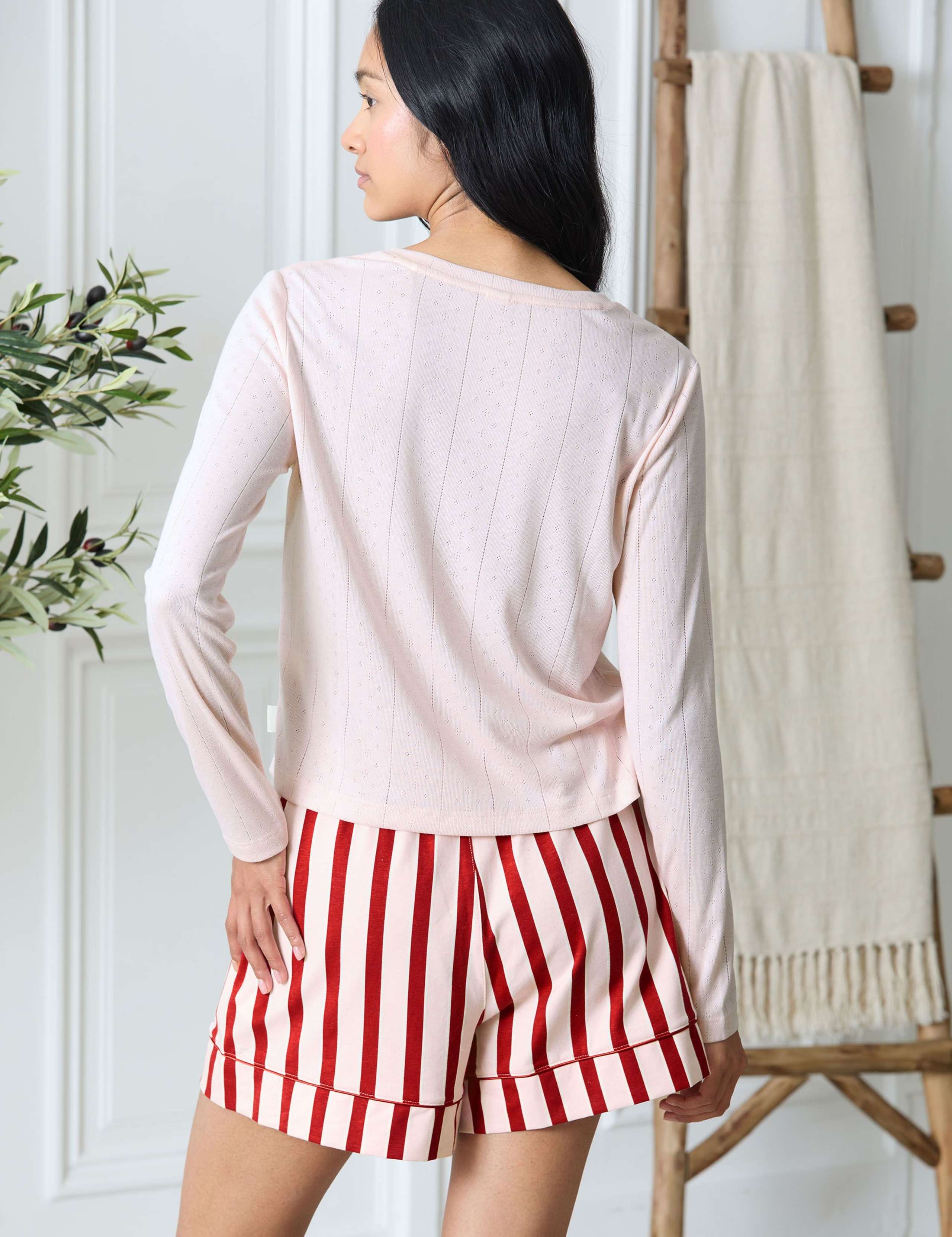 Pointelle Top Striped Shortie Set 2 of 6