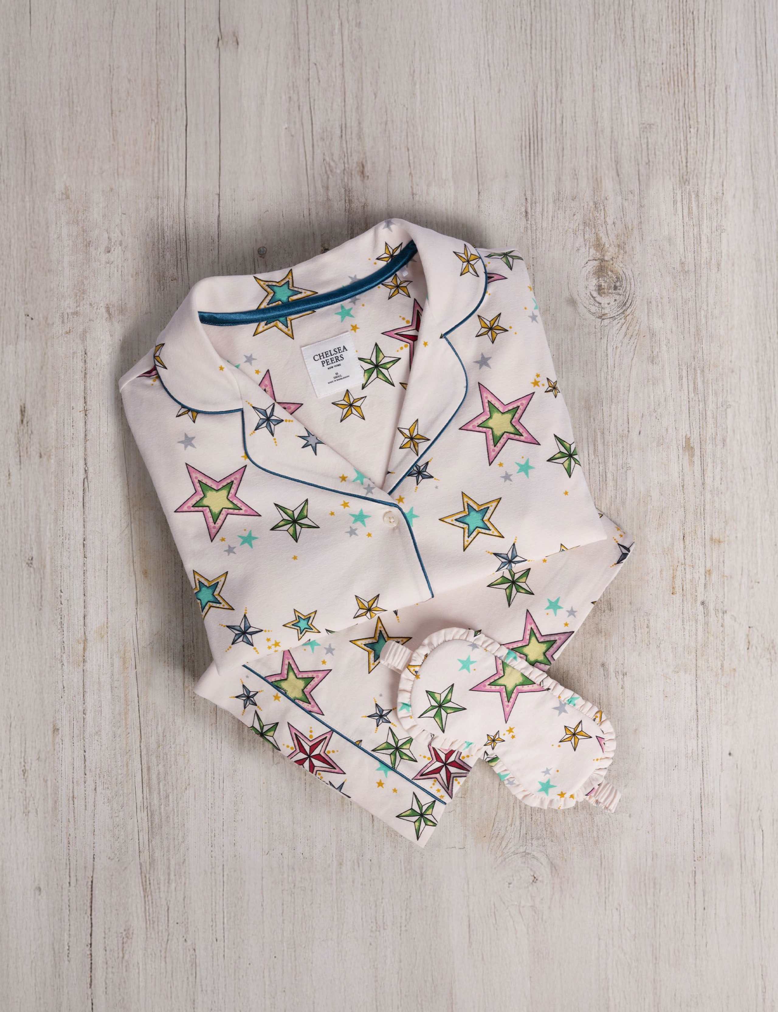 Cotton Rich Star Pyjama Set with Eye Mask 5 of 7