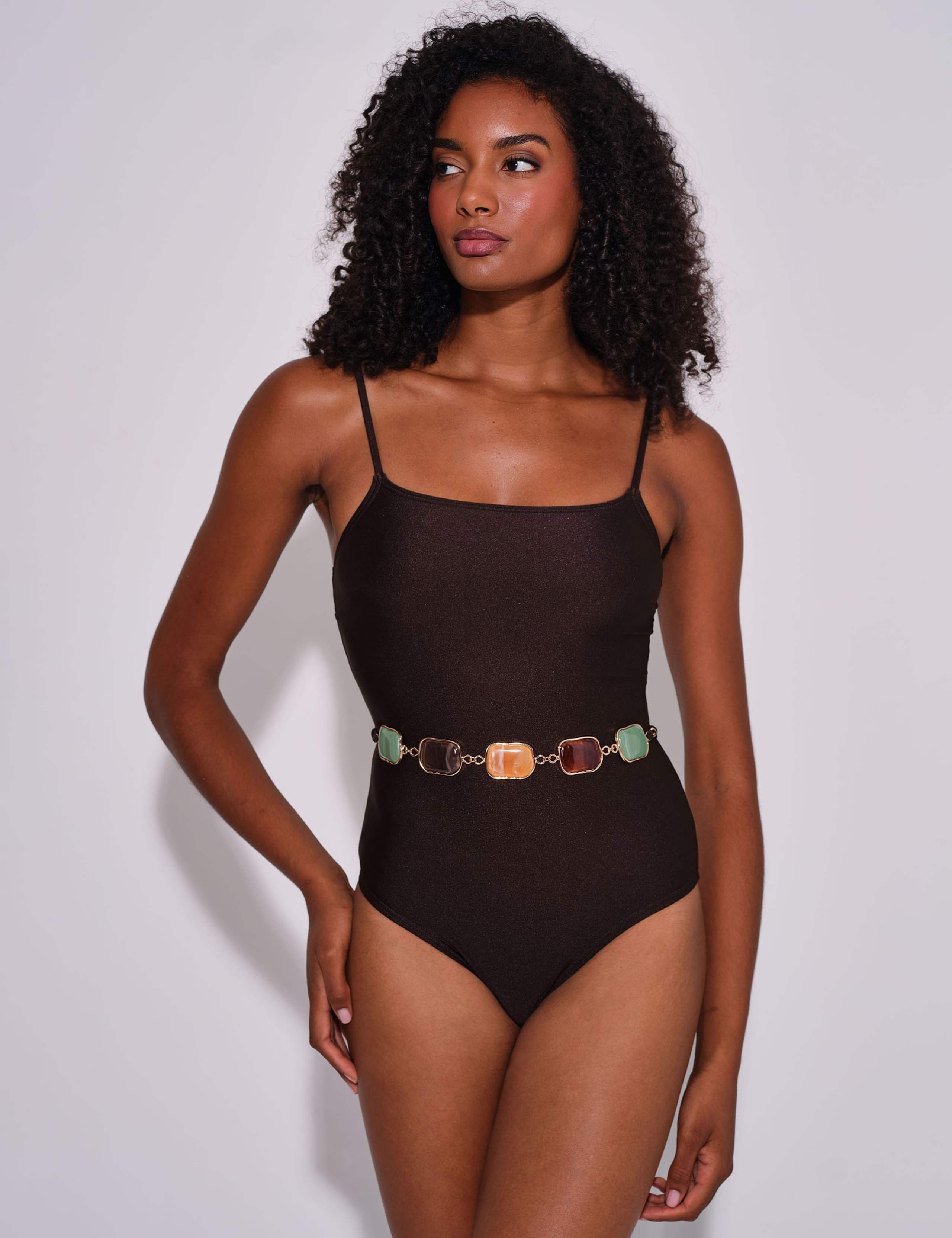 Stone Belt Square Neck Swimsuit 2 of 5