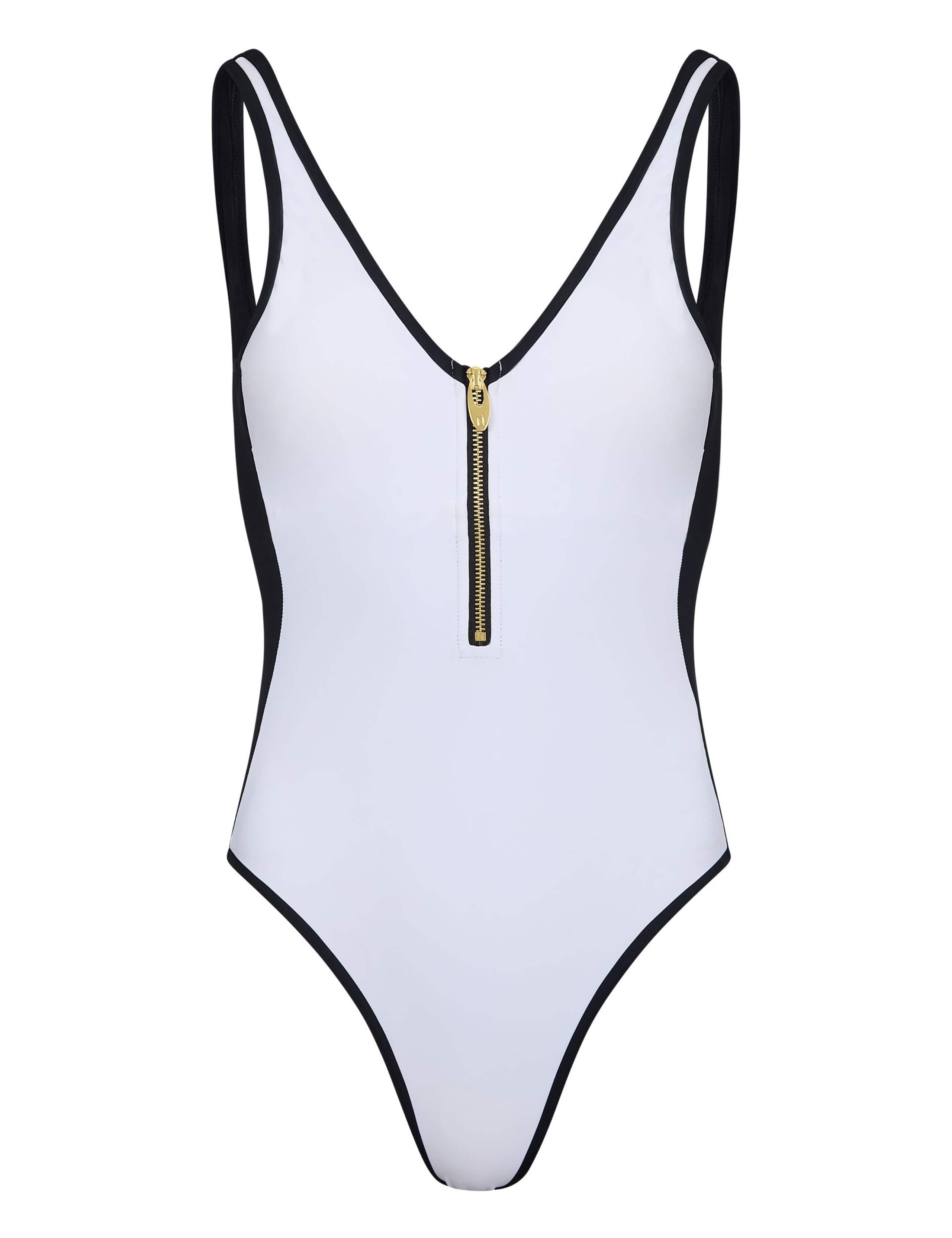 Malibu Colour Block Padded Zip Up V Neck Swimsuit 2 of 4