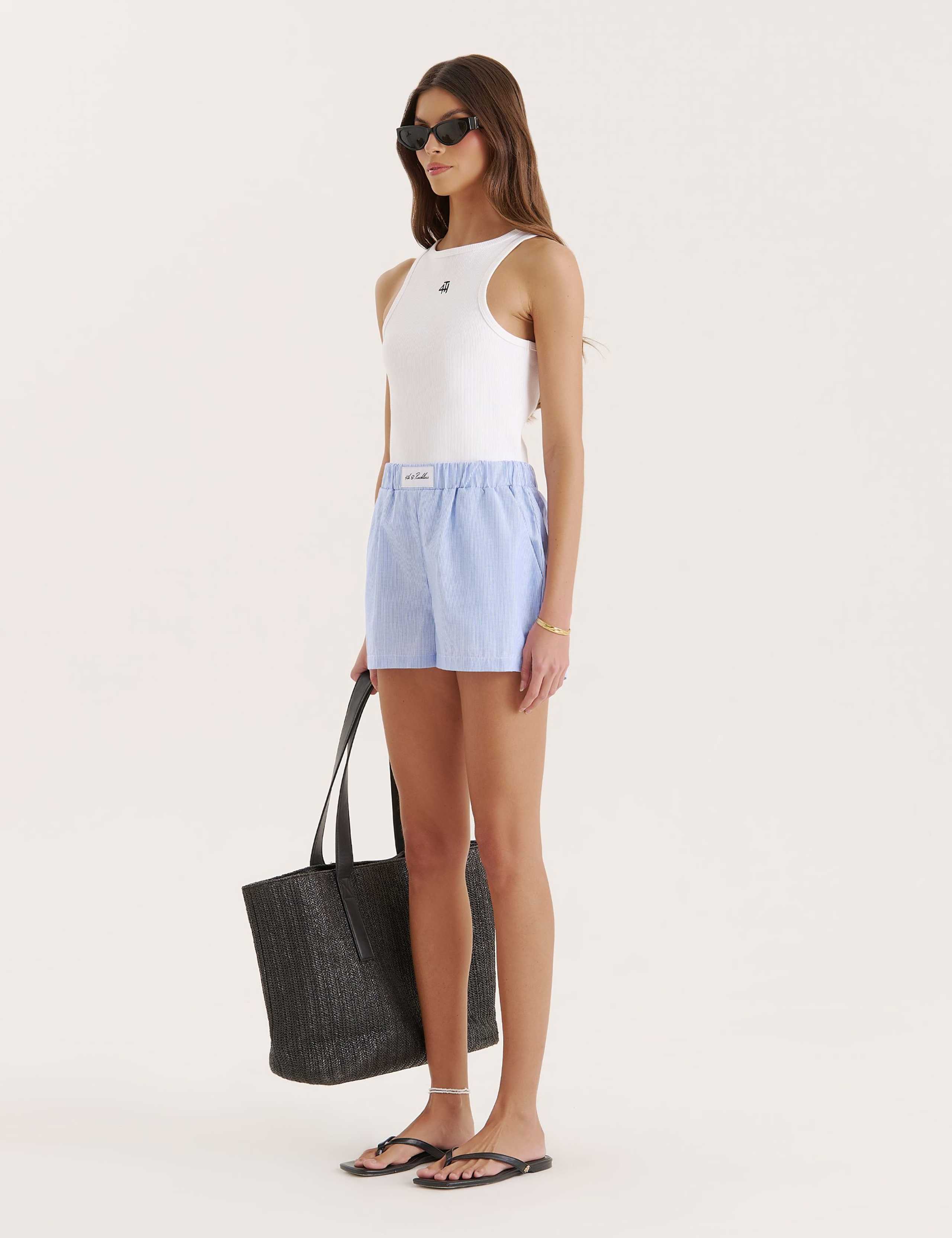 Cotton Blend Striped Casual Shorts 5 of 5