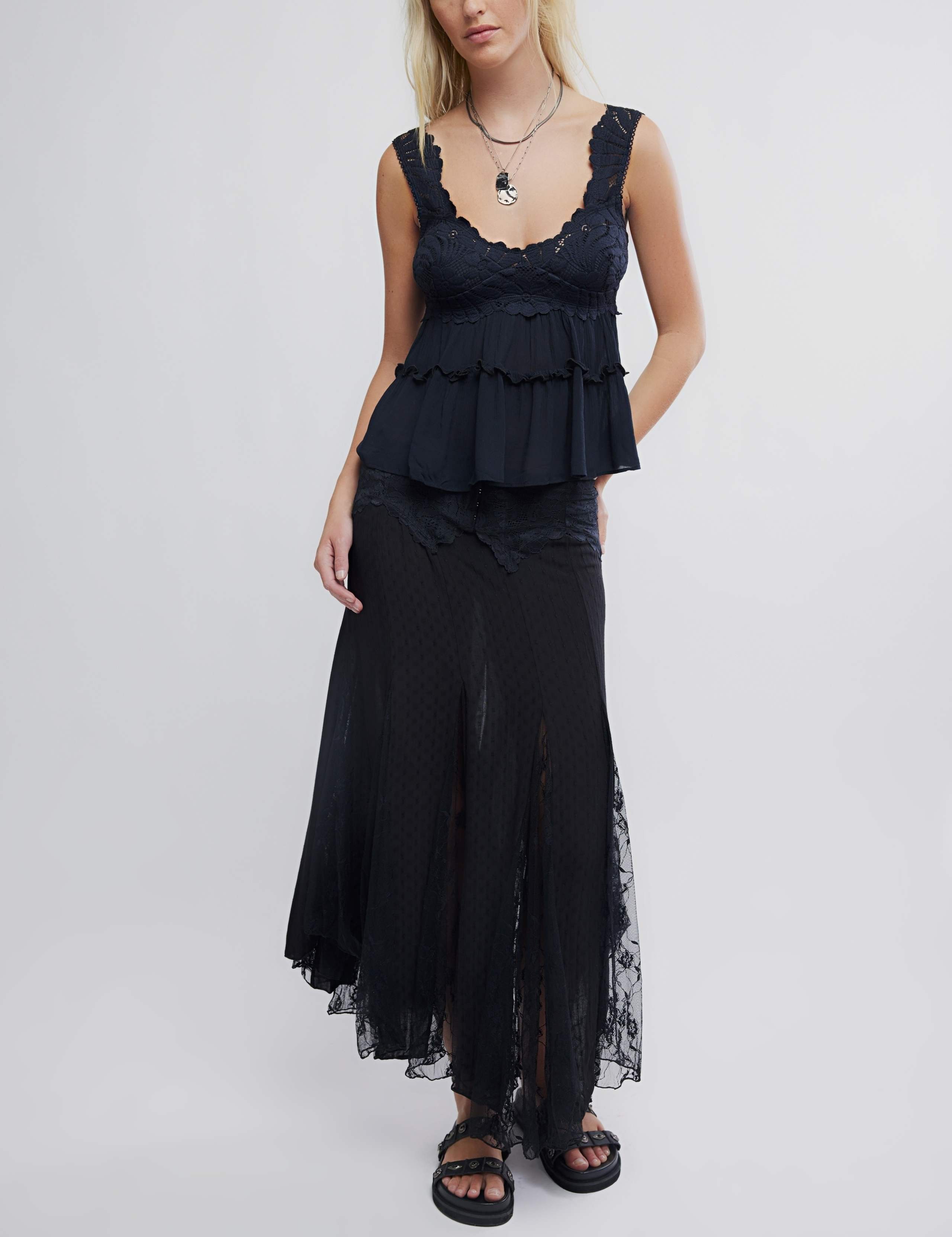 Lace Trim Tiered Peplum Hem Camisole 5 of 5