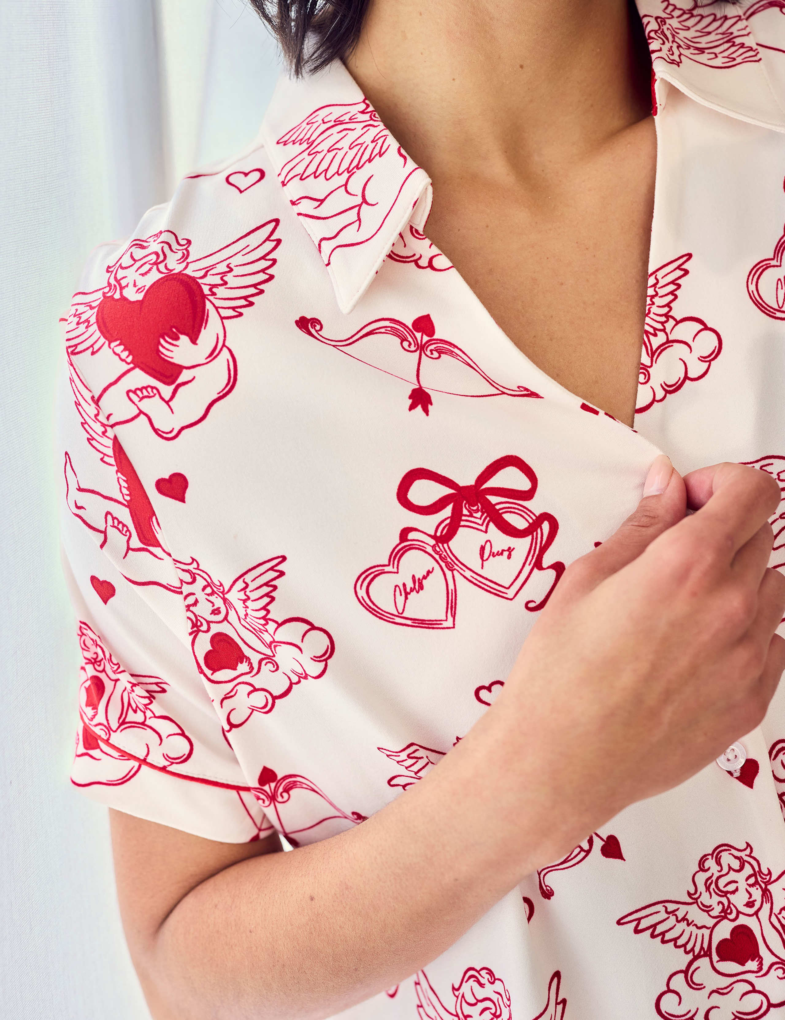 Valentines Cherub Cupid Print Shortie Set 2 of 6