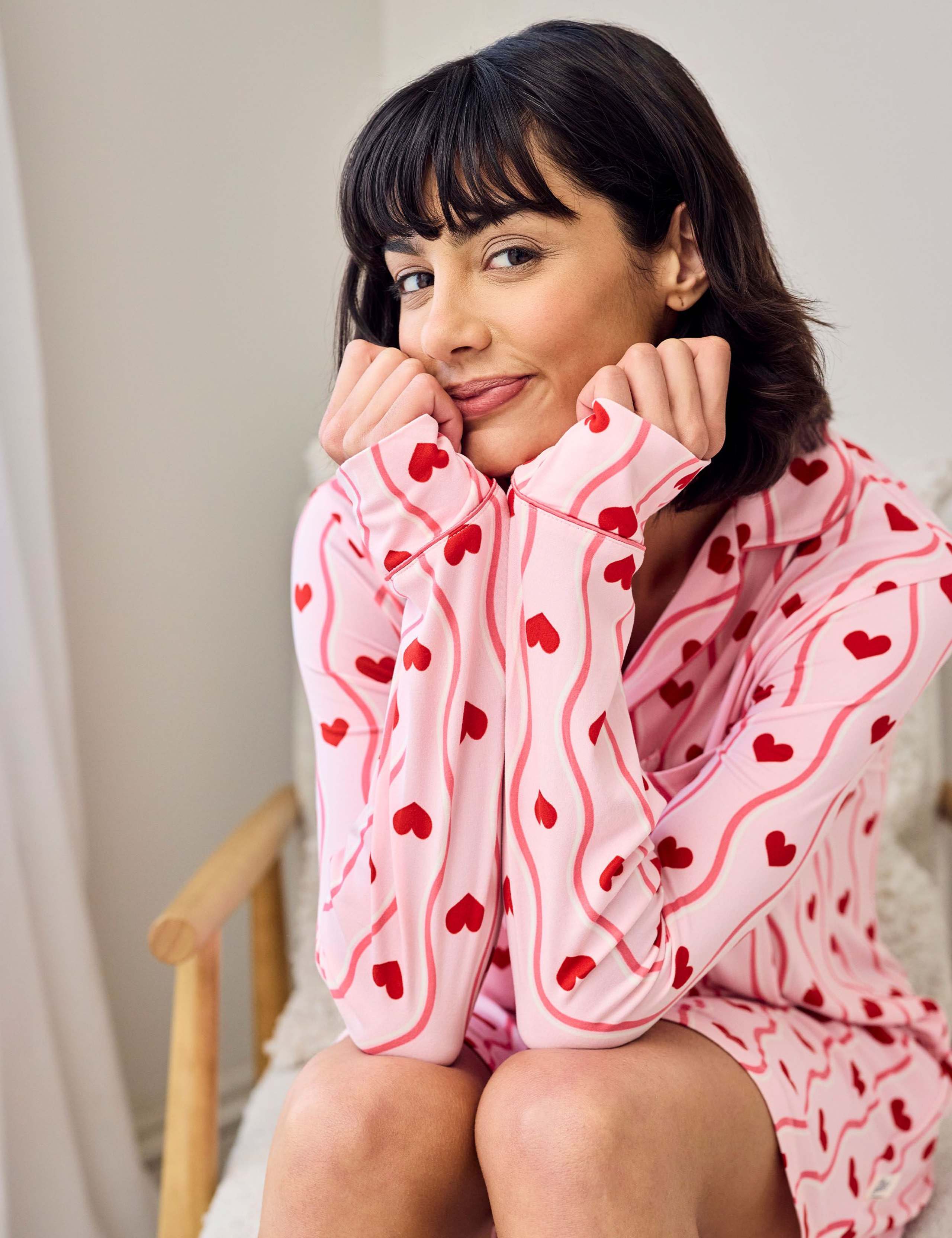 Valentines Wavy Stripe Heart Print Nightshirt 4 of 5