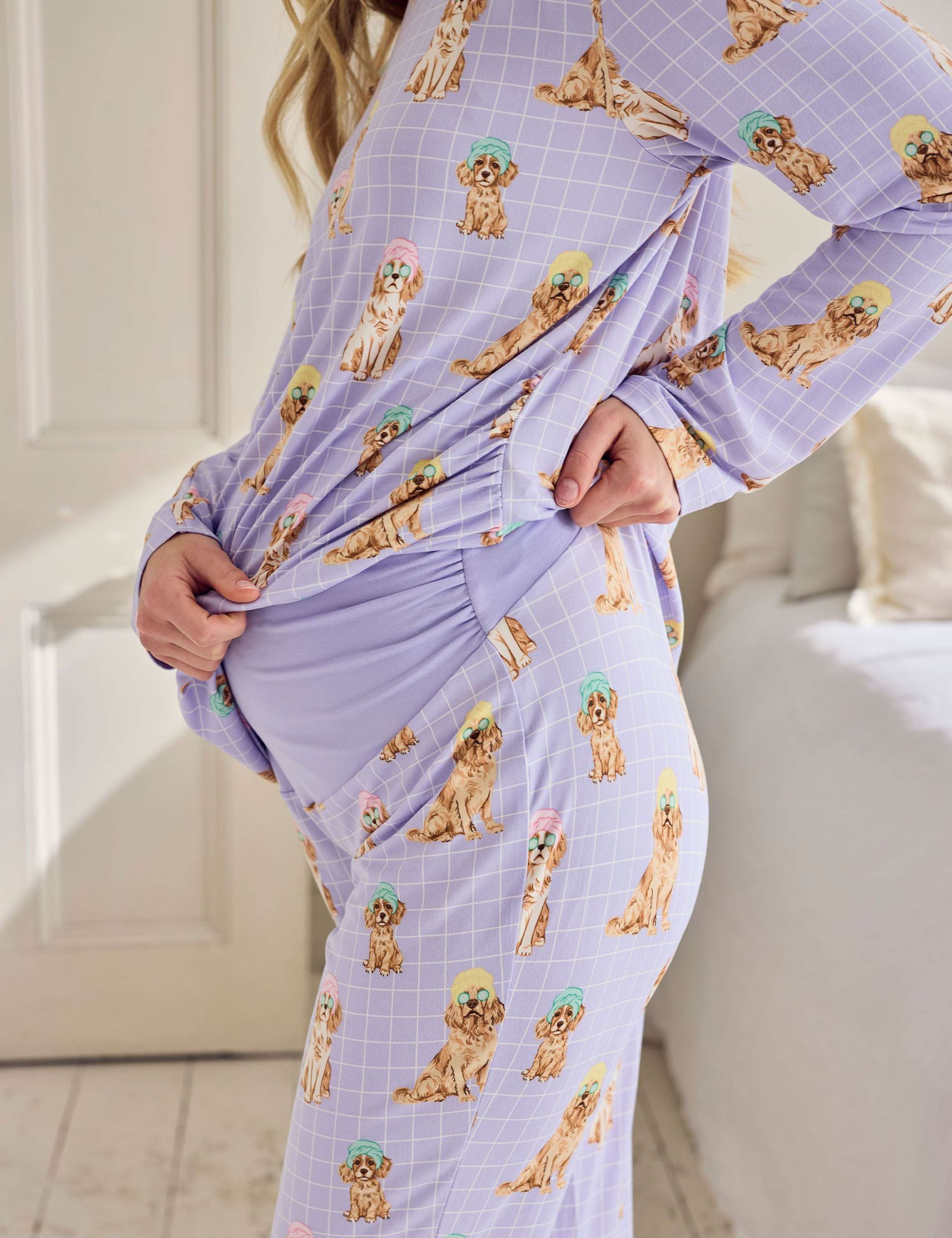 Maternity Dog Print Crew Neck Pyjama Set 5 of 6