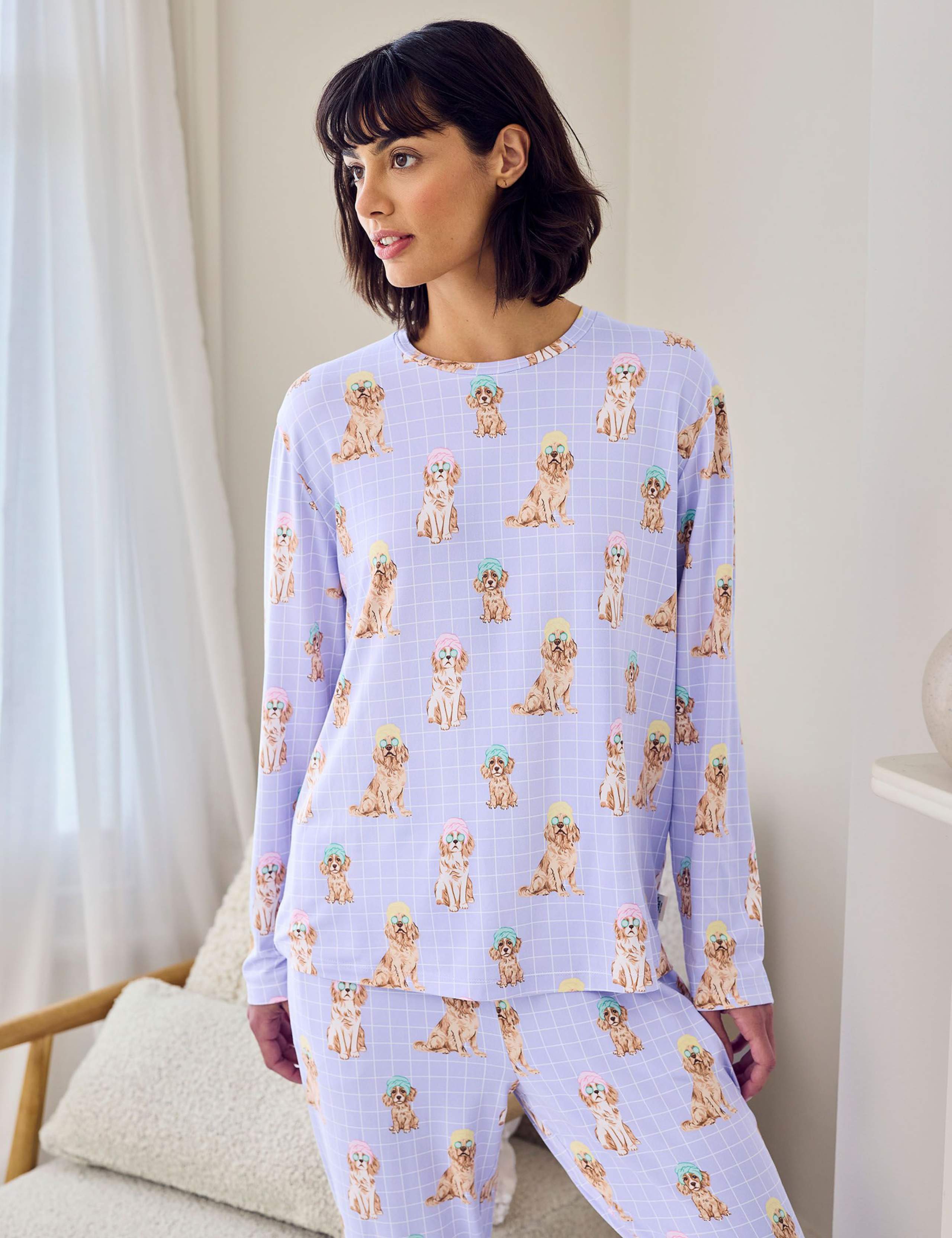 Dog Print Crew Neck Pyjama Set 2 of 6