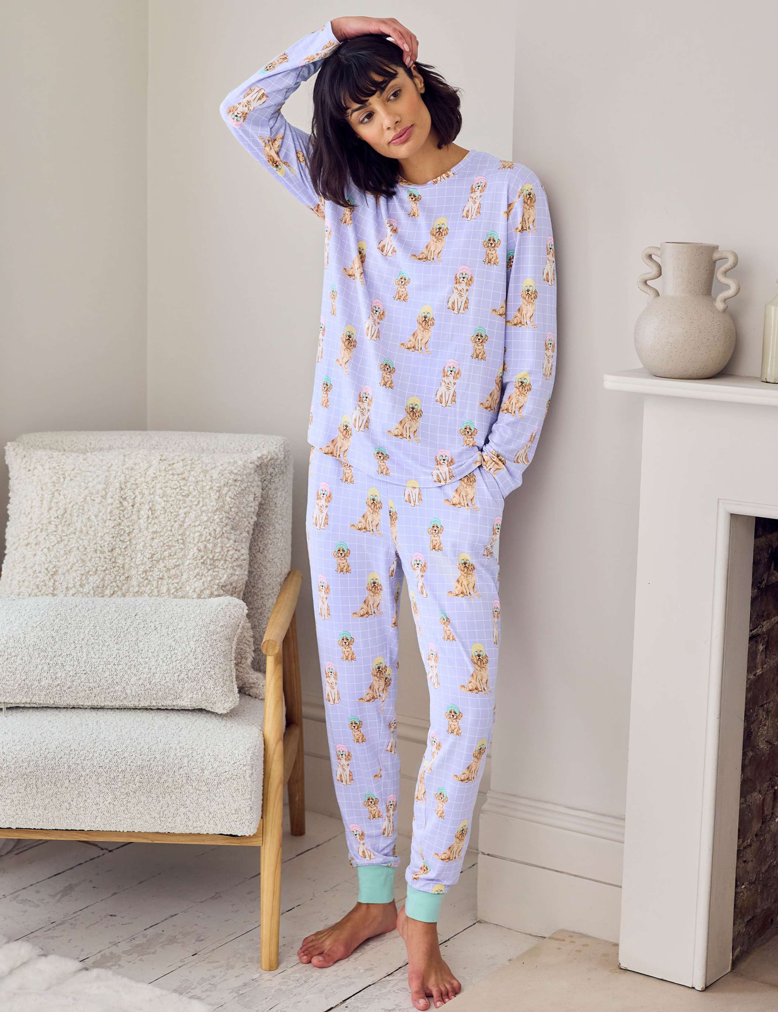 Dog Print Crew Neck Pyjama Set 4 of 6