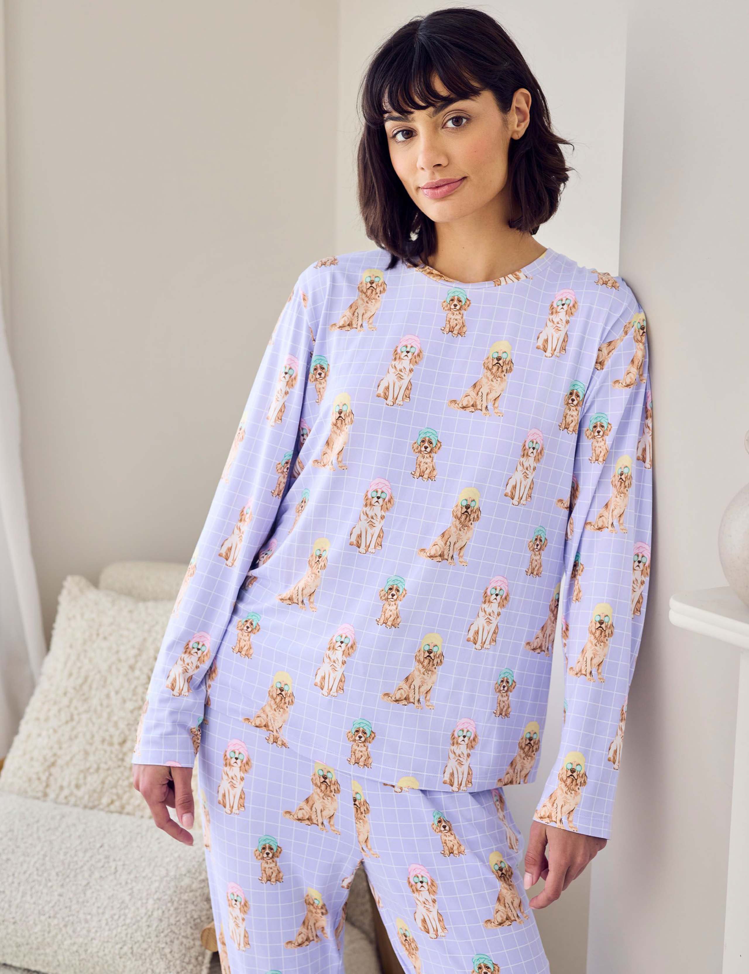 Dog Print Crew Neck Pyjama Set 5 of 6