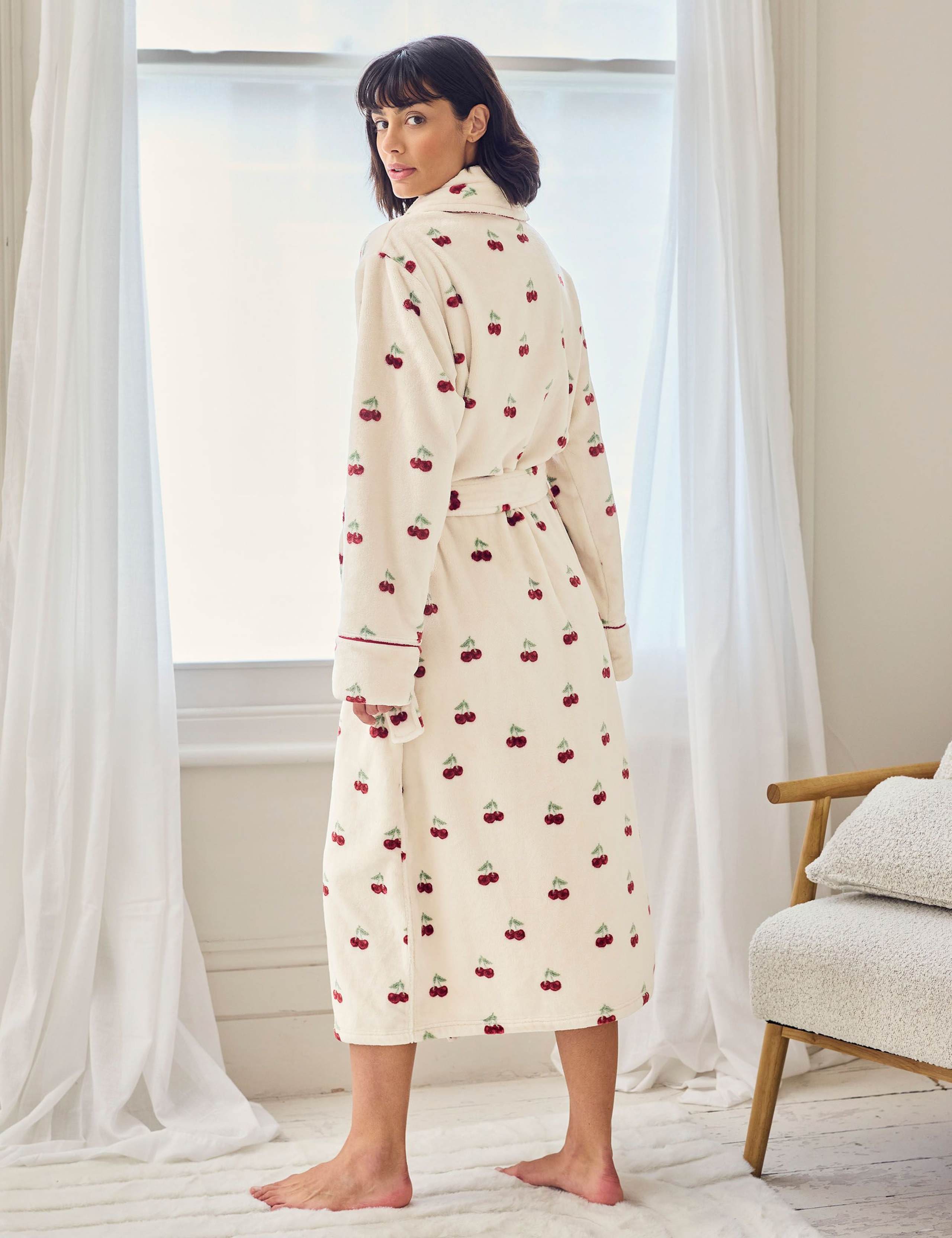 Fleece Cherry Print Dressing Gown 4 of 5