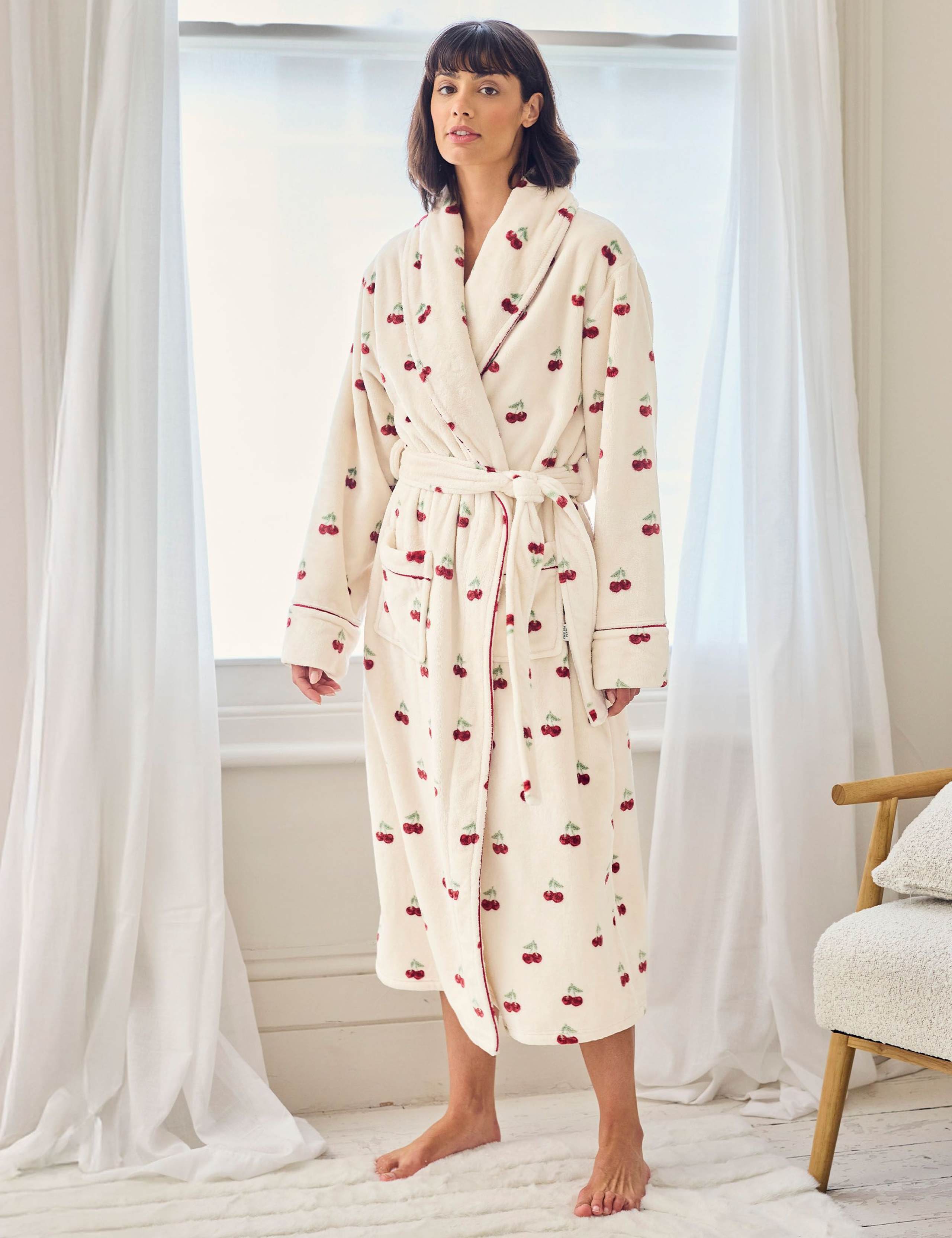 Fleece Cherry Print Dressing Gown 5 of 5