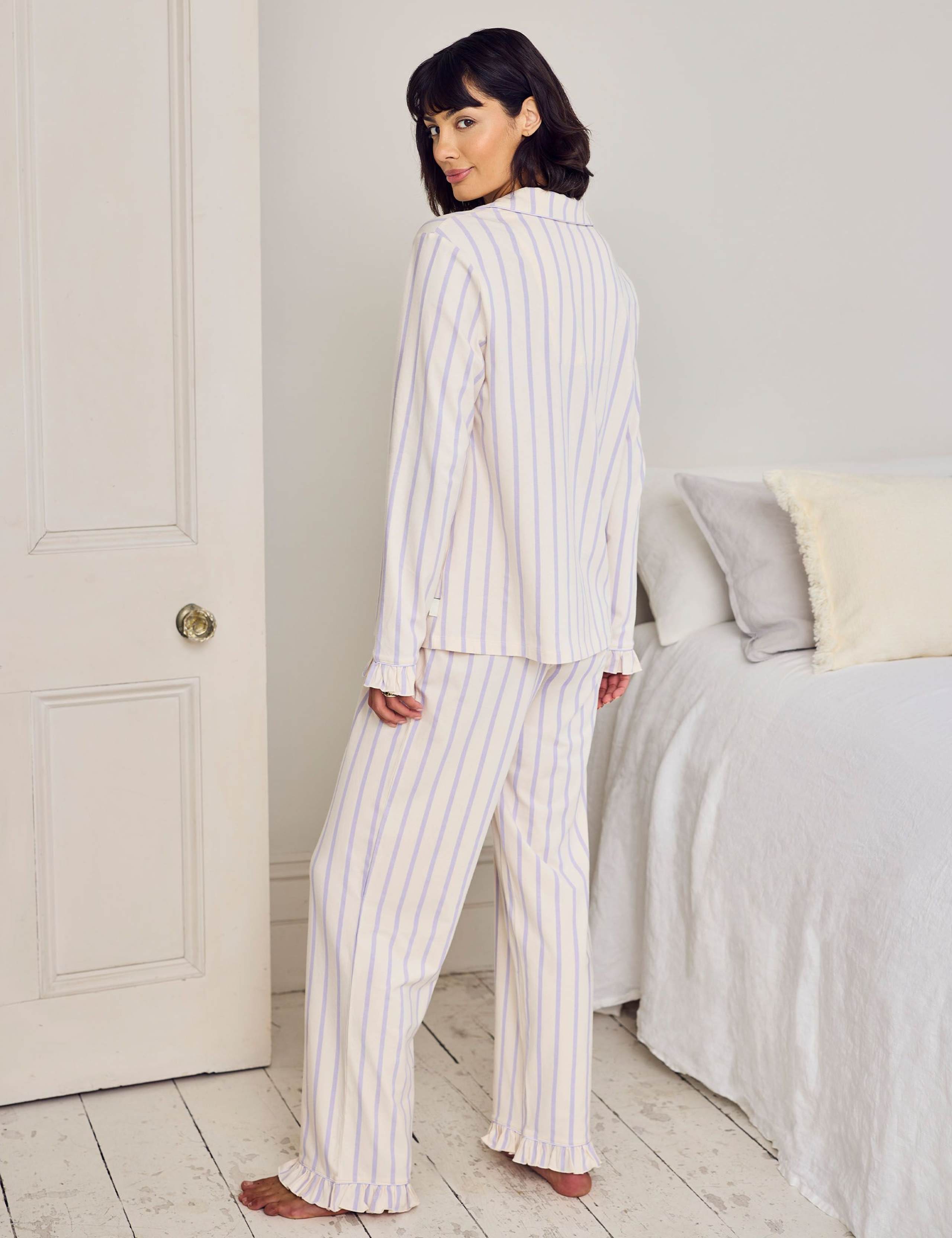 Cotton Rich Striped Ruffle Cuff Pyjama Set 3 of 6