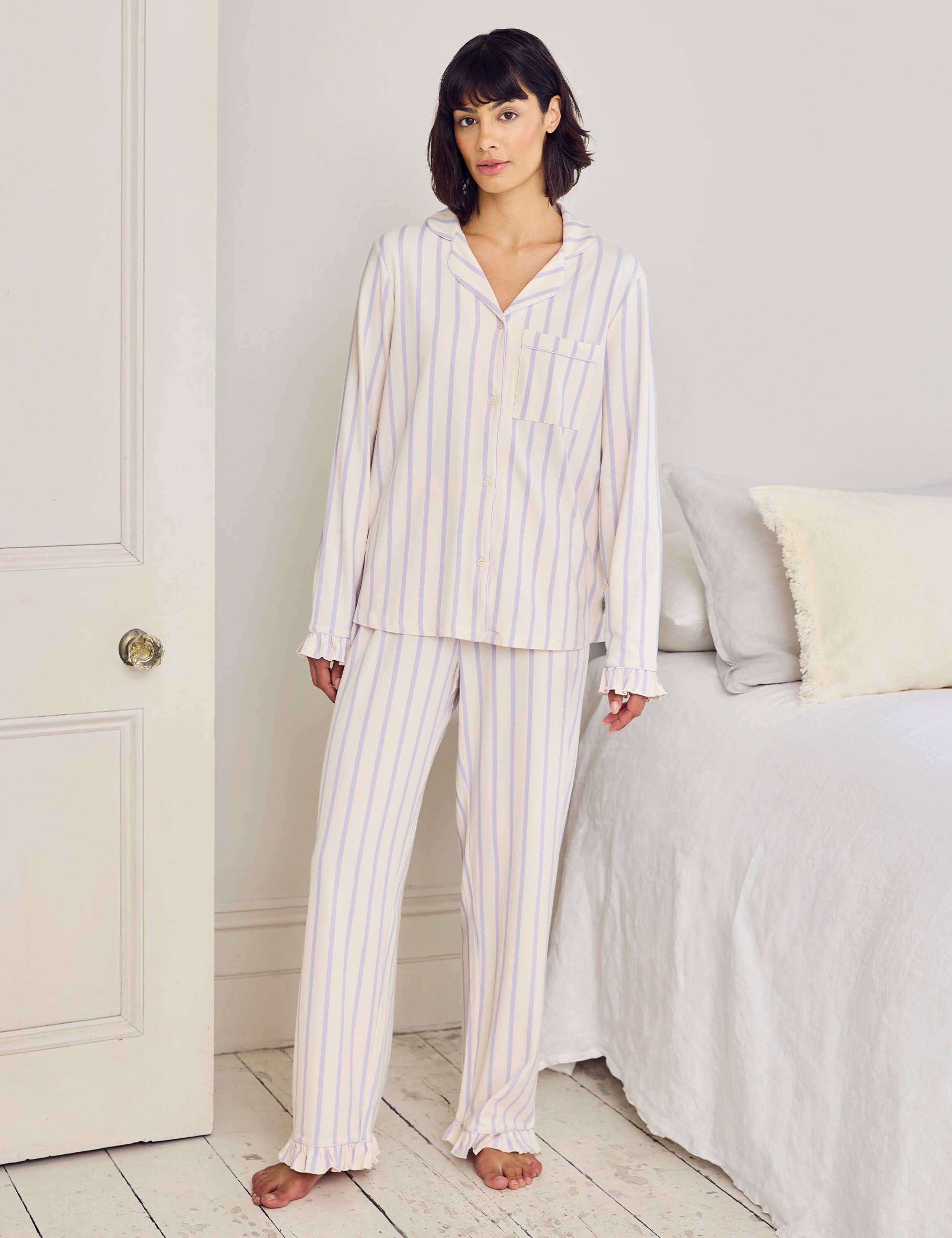 Cotton Rich Striped Ruffle Cuff Pyjama Set 4 of 6