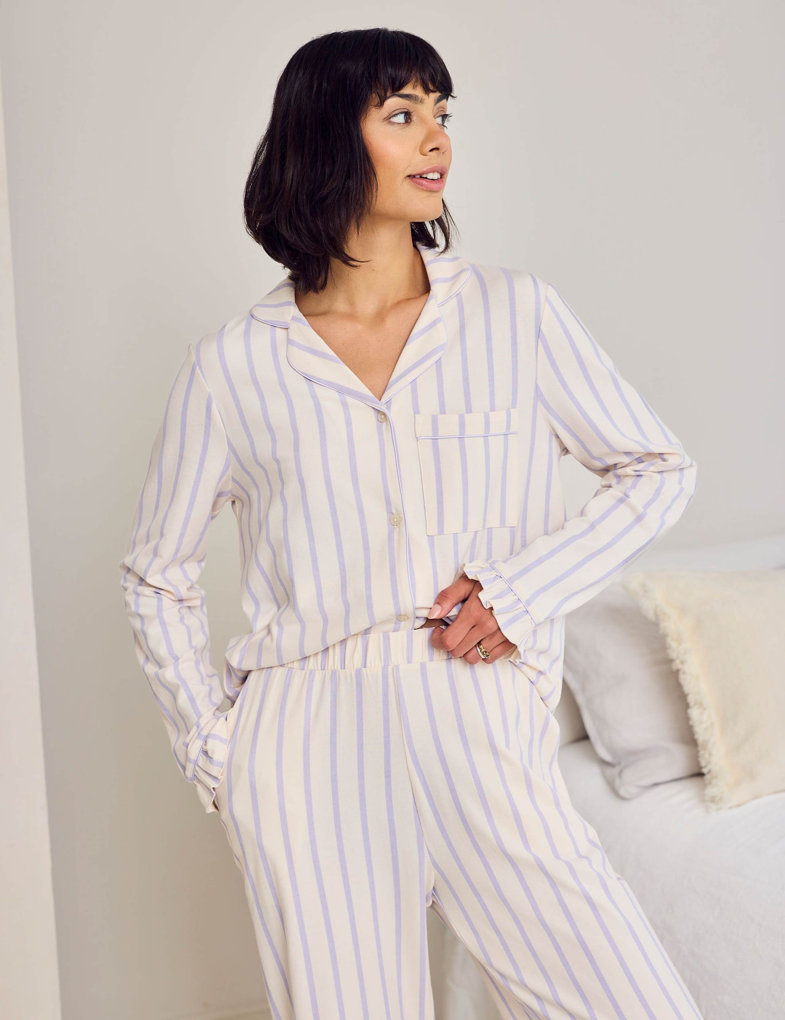 Cotton Rich Striped Ruffle Cuff Pyjama Set 5 of 6