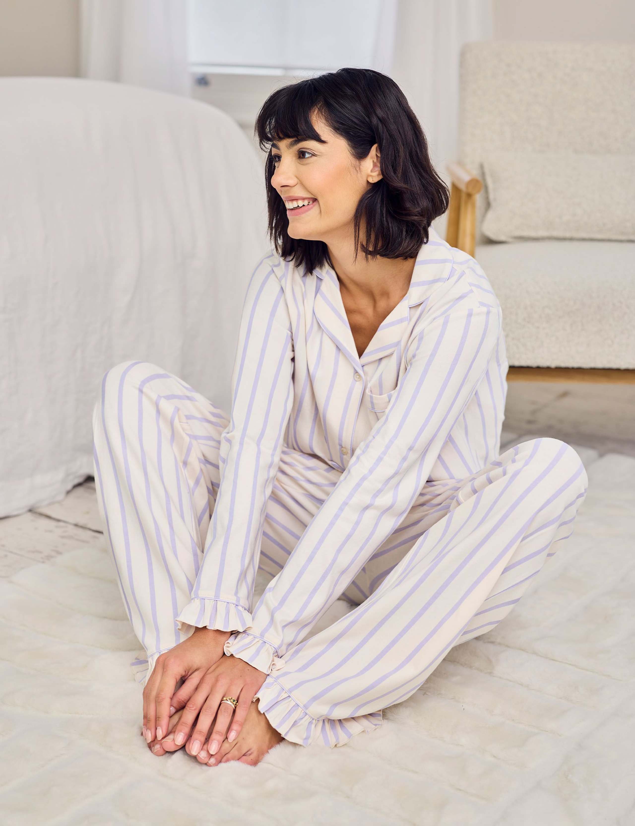 Cotton Rich Striped Ruffle Cuff Pyjama Set 6 of 6