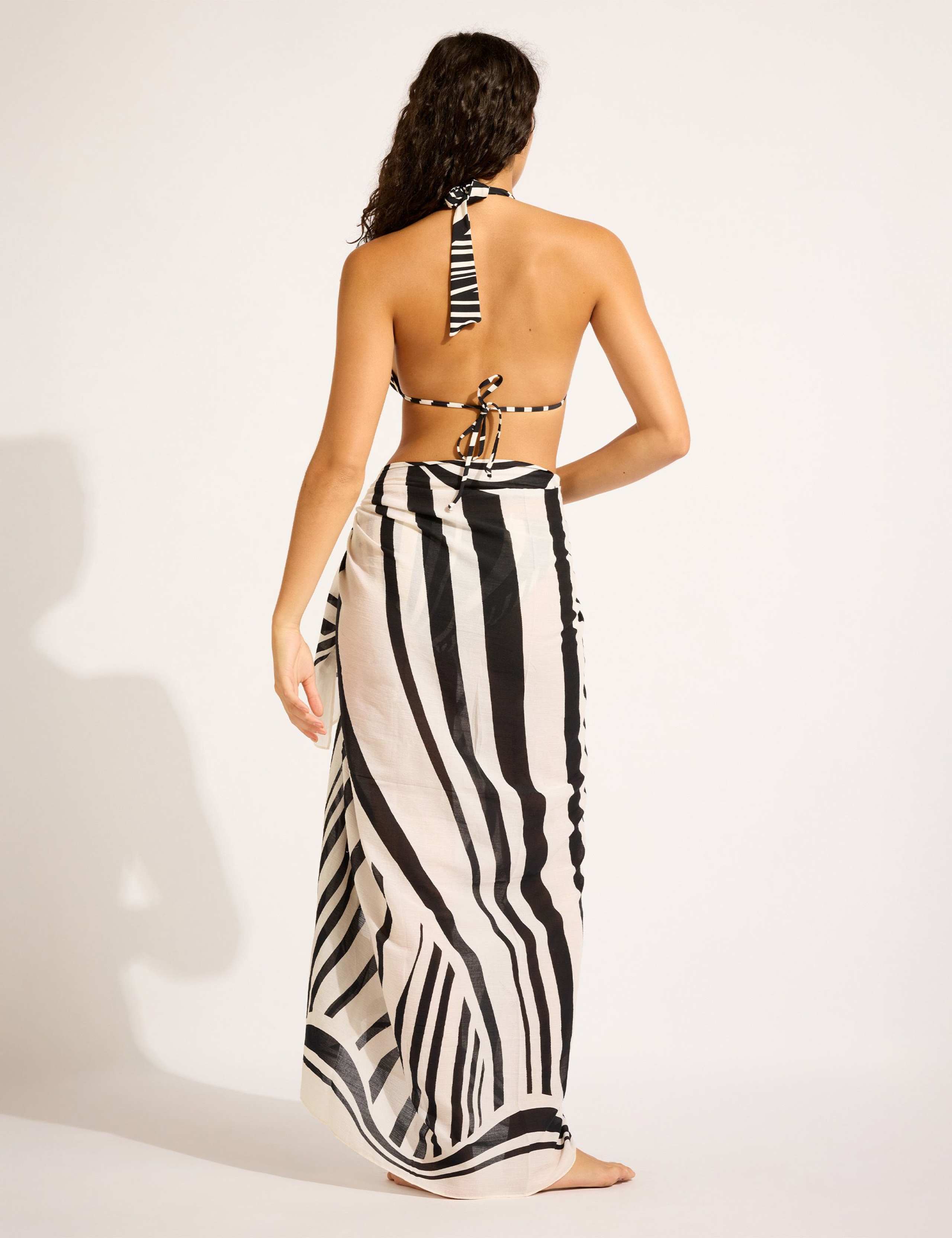 Pure Cotton Coastline Striped Beach Cover Up Sarong 3 of 7