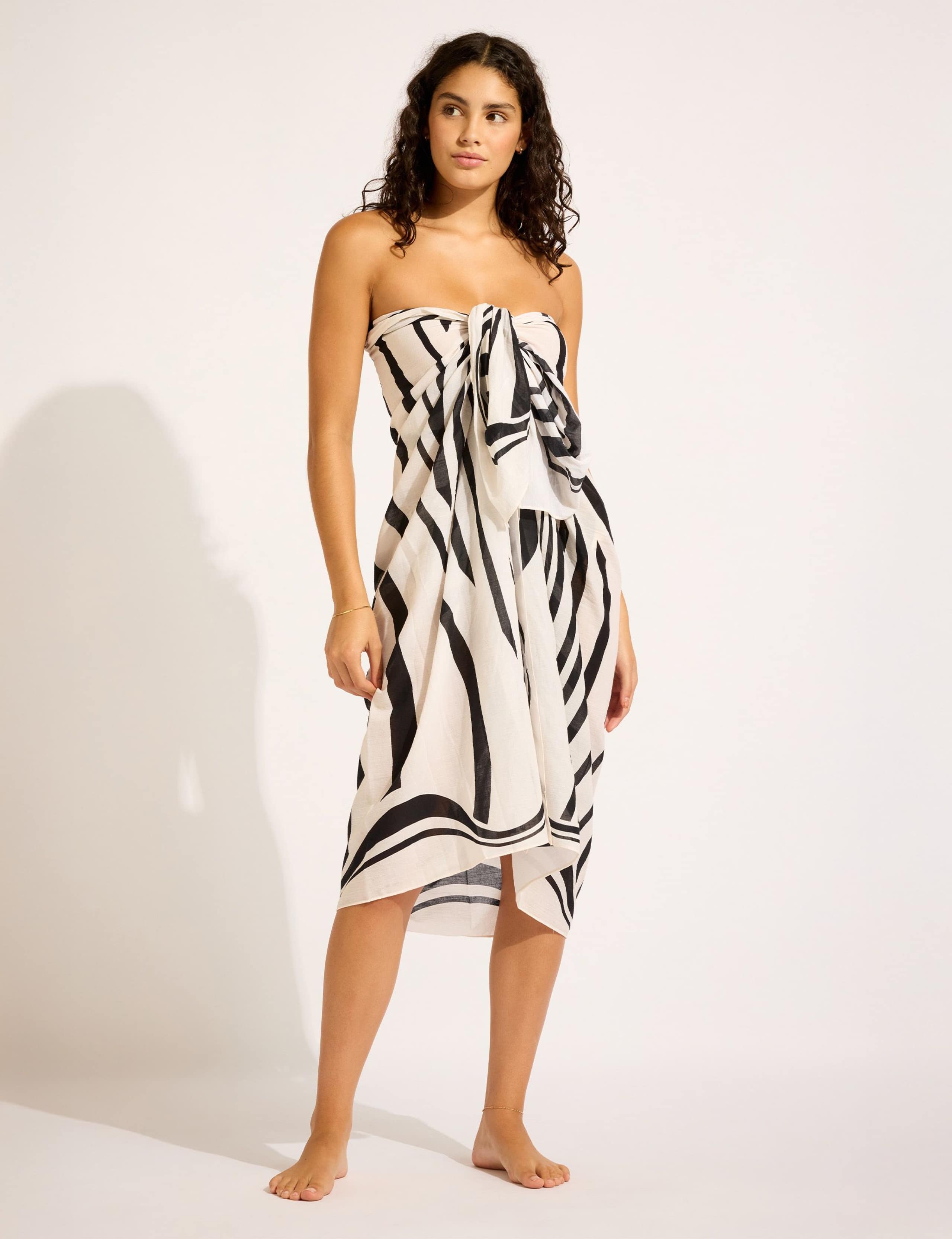 Pure Cotton Striped Beach Cover Up Sarong 4 of 7