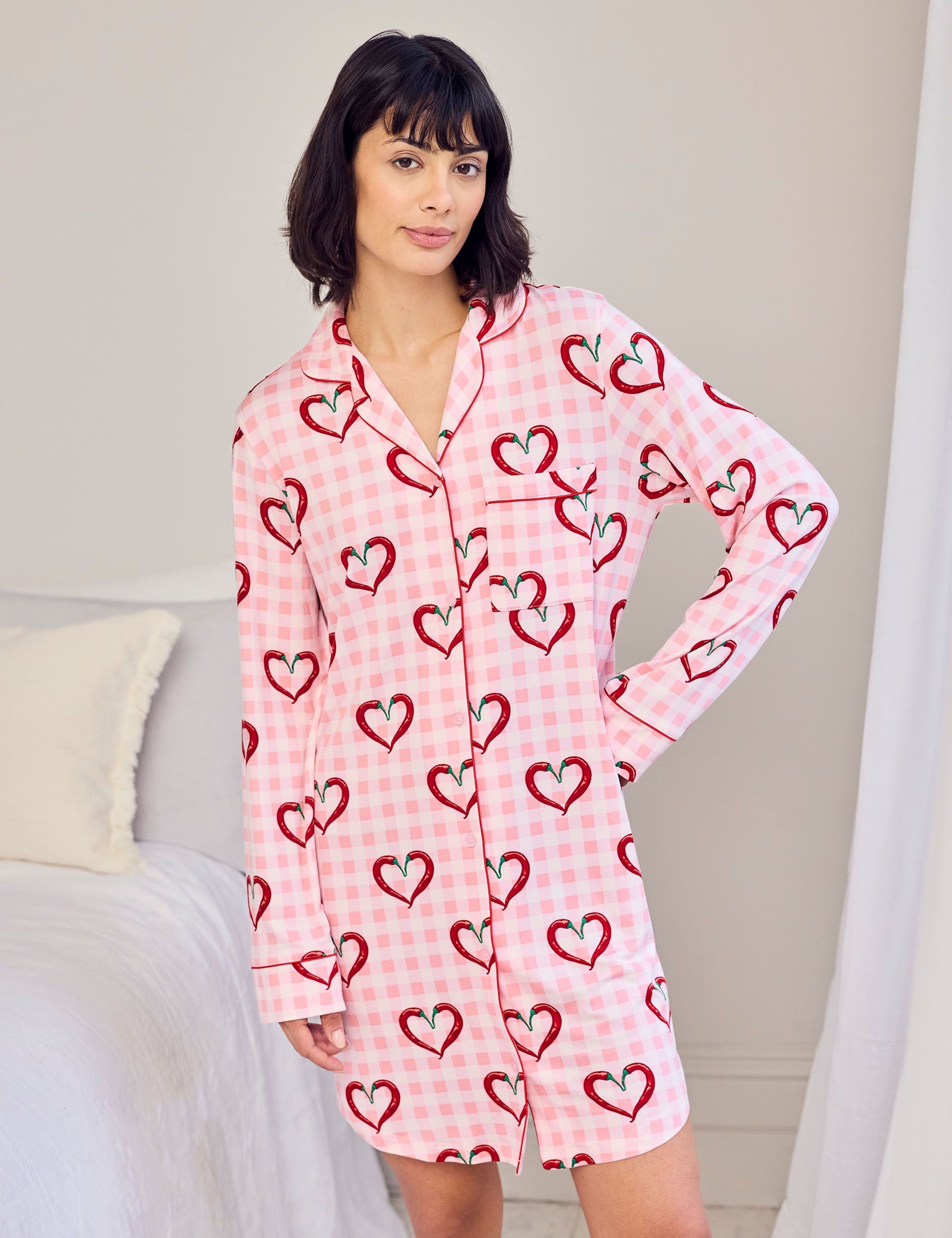 Valentines Gingham Heart Print Nightshirt 3 of 5