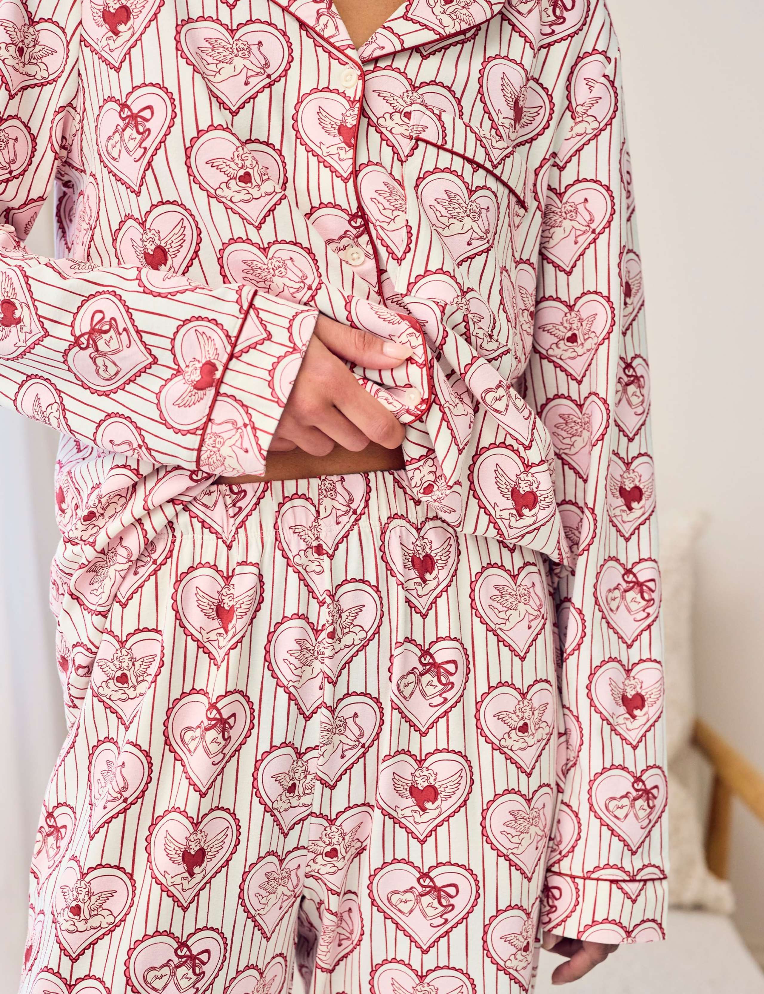 Valentines Cotton Rich Cupid Print Pyjama Set 3 of 5