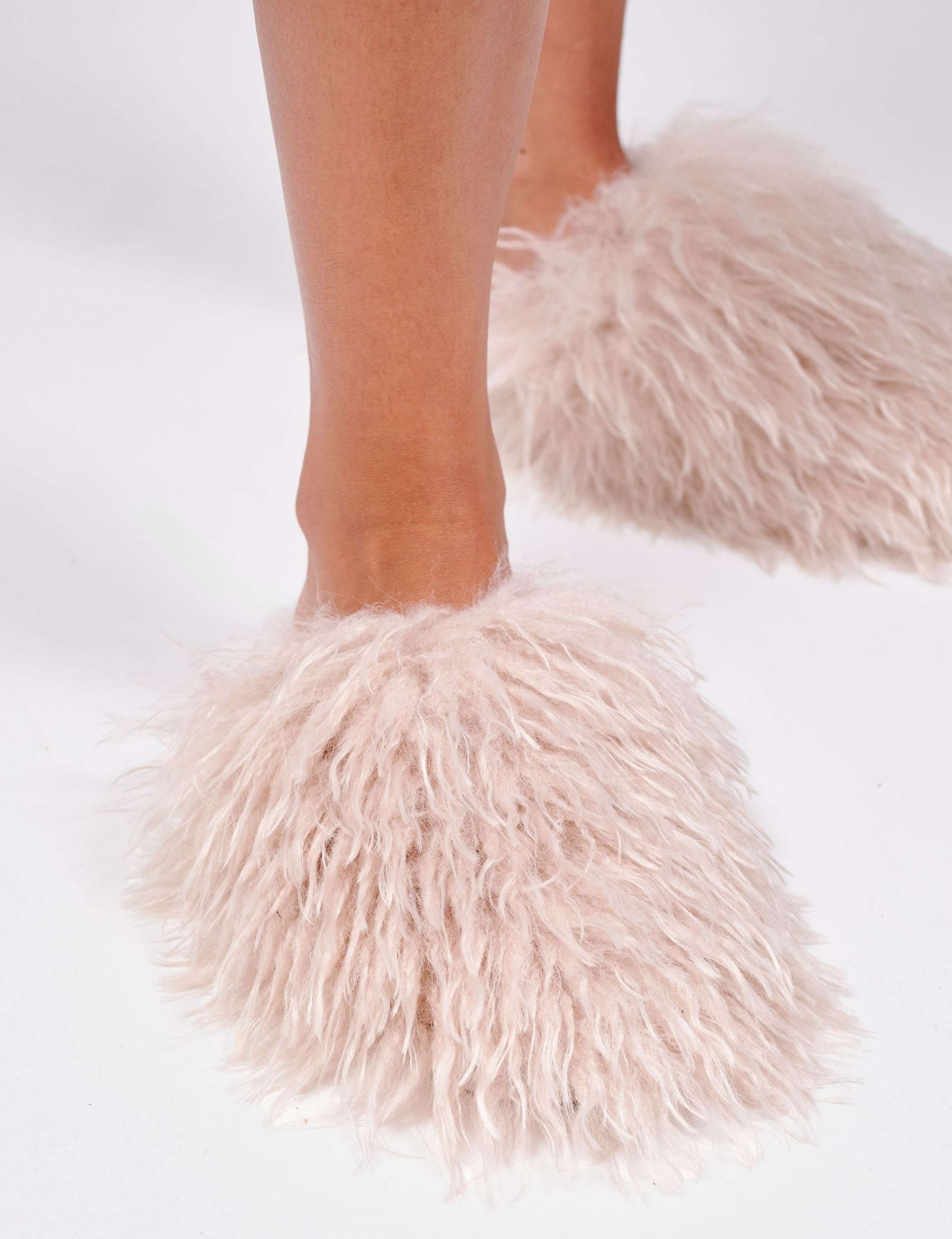 Faux Mongolian Fur Mule Slippers 3 of 4