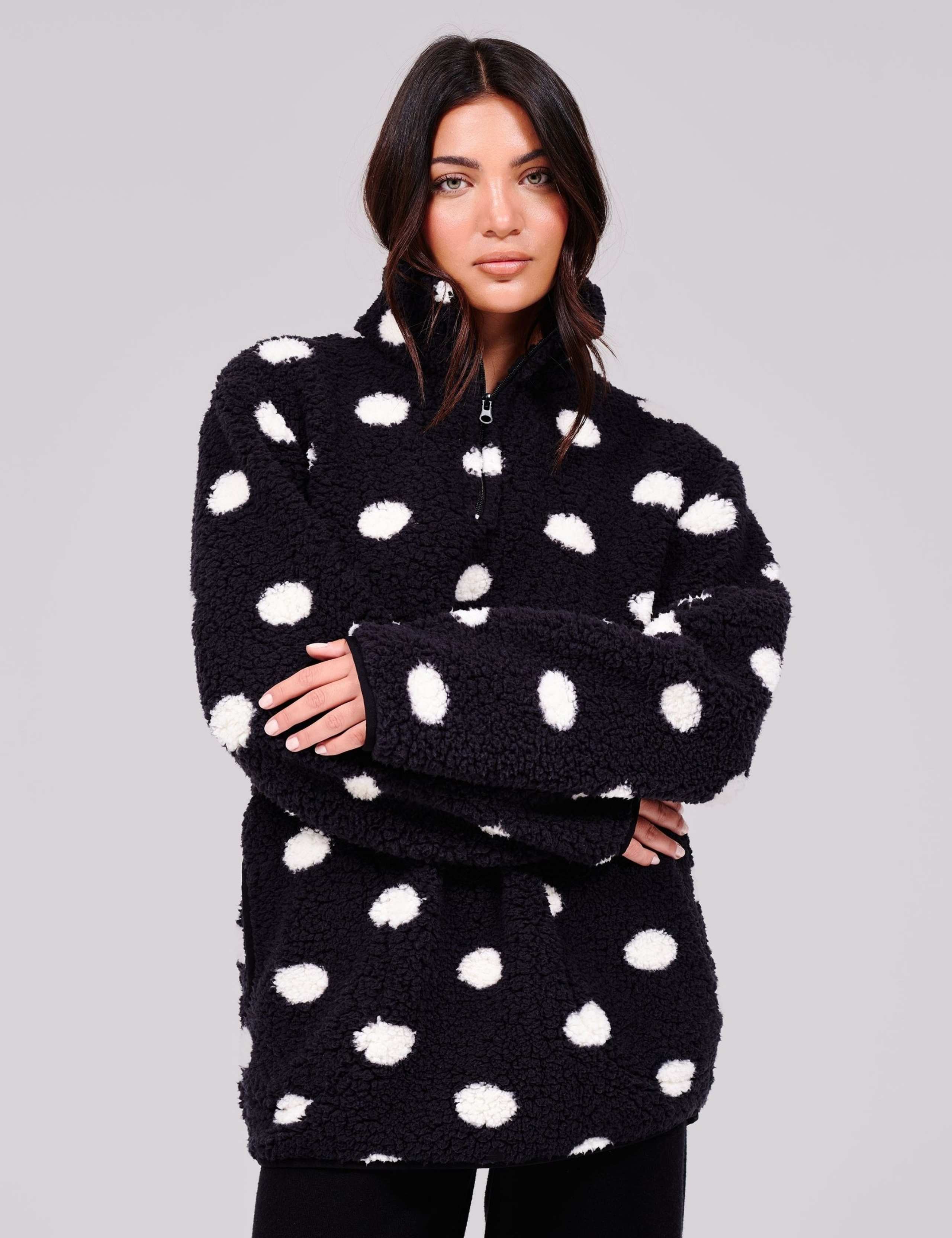 Polka Dot Fleece Quarter Zip Sweatshirt 2 of 5