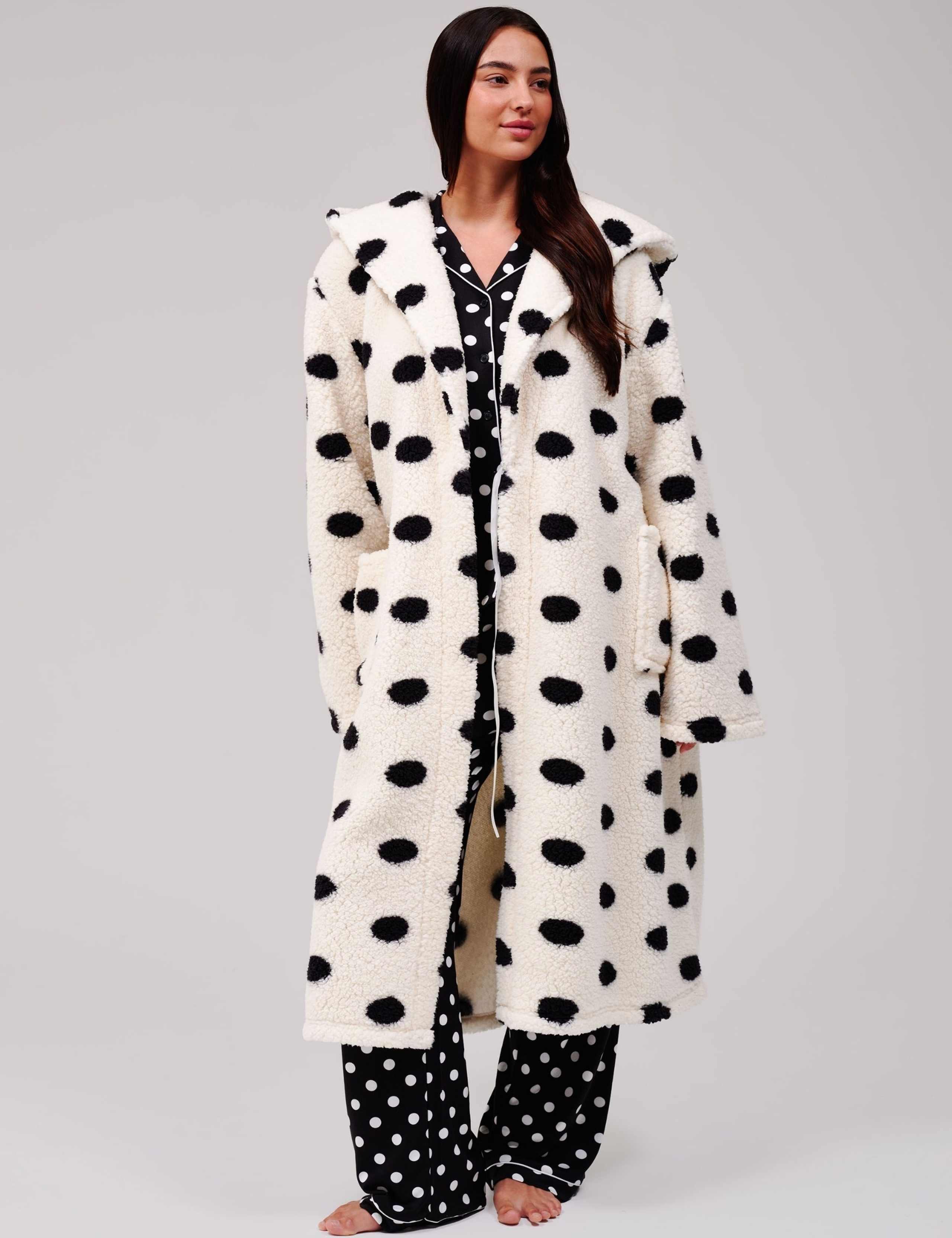 Fleece Polka Dot Hooded Dressing Gown 2 of 7