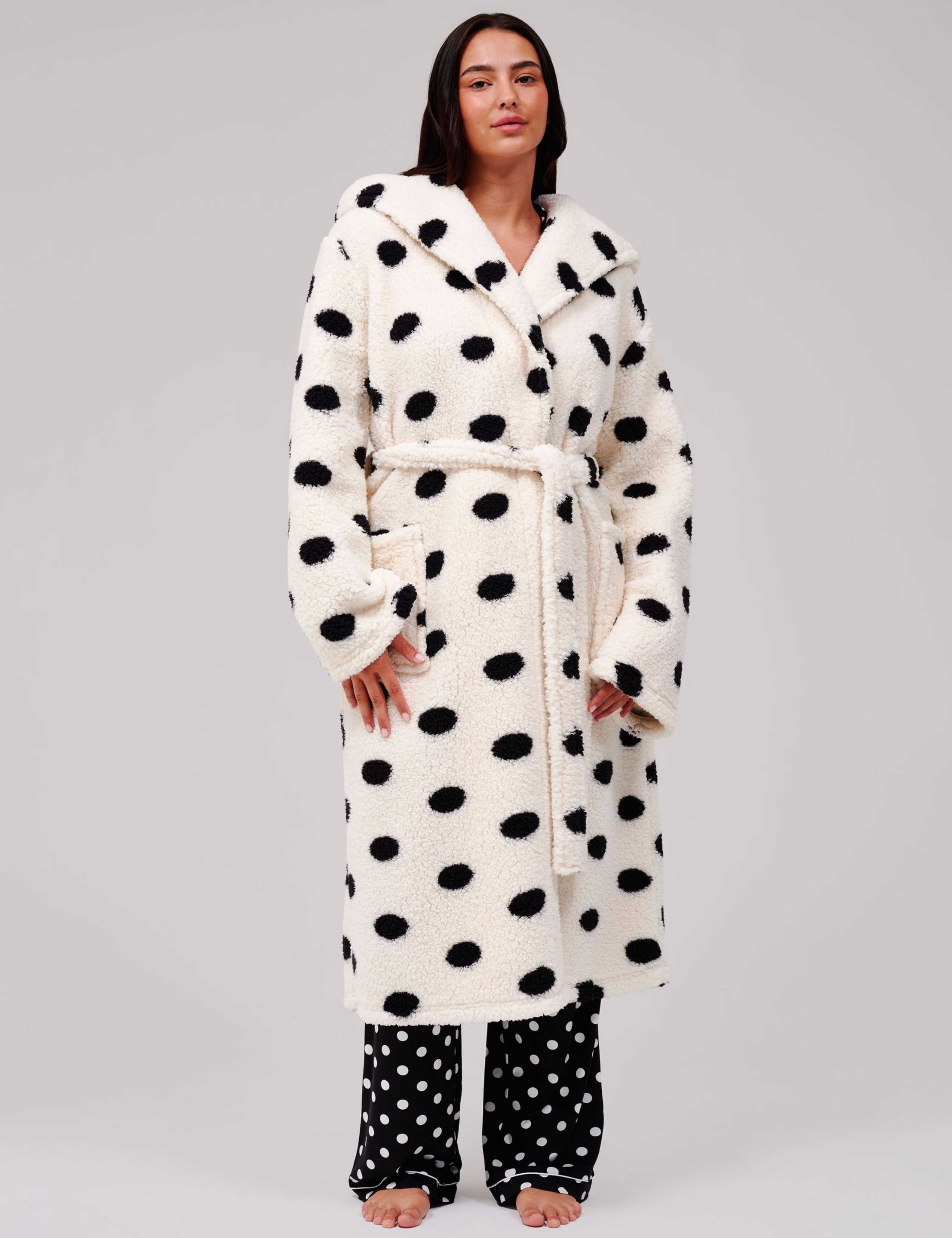 Fleece Polka Dot Hooded Dressing Gown 4 of 7