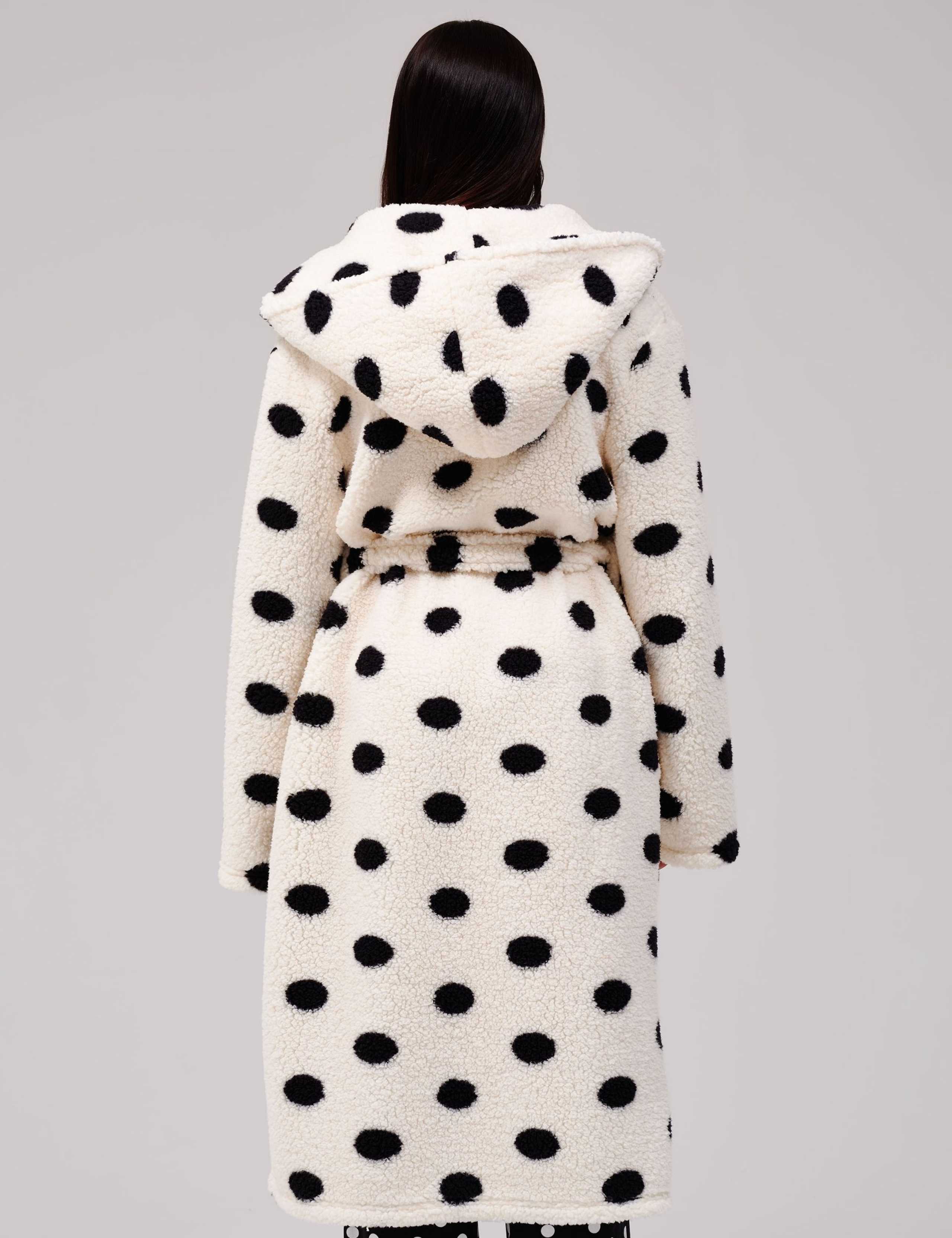 Fleece Polka Dot Hooded Dressing Gown 5 of 7