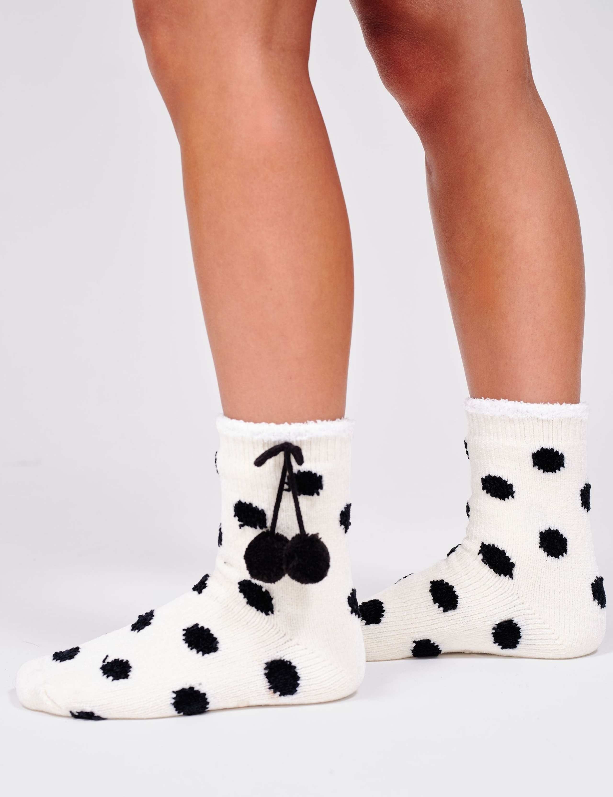 Polka Dot Pom Pom Slipper Socks 2 of 7