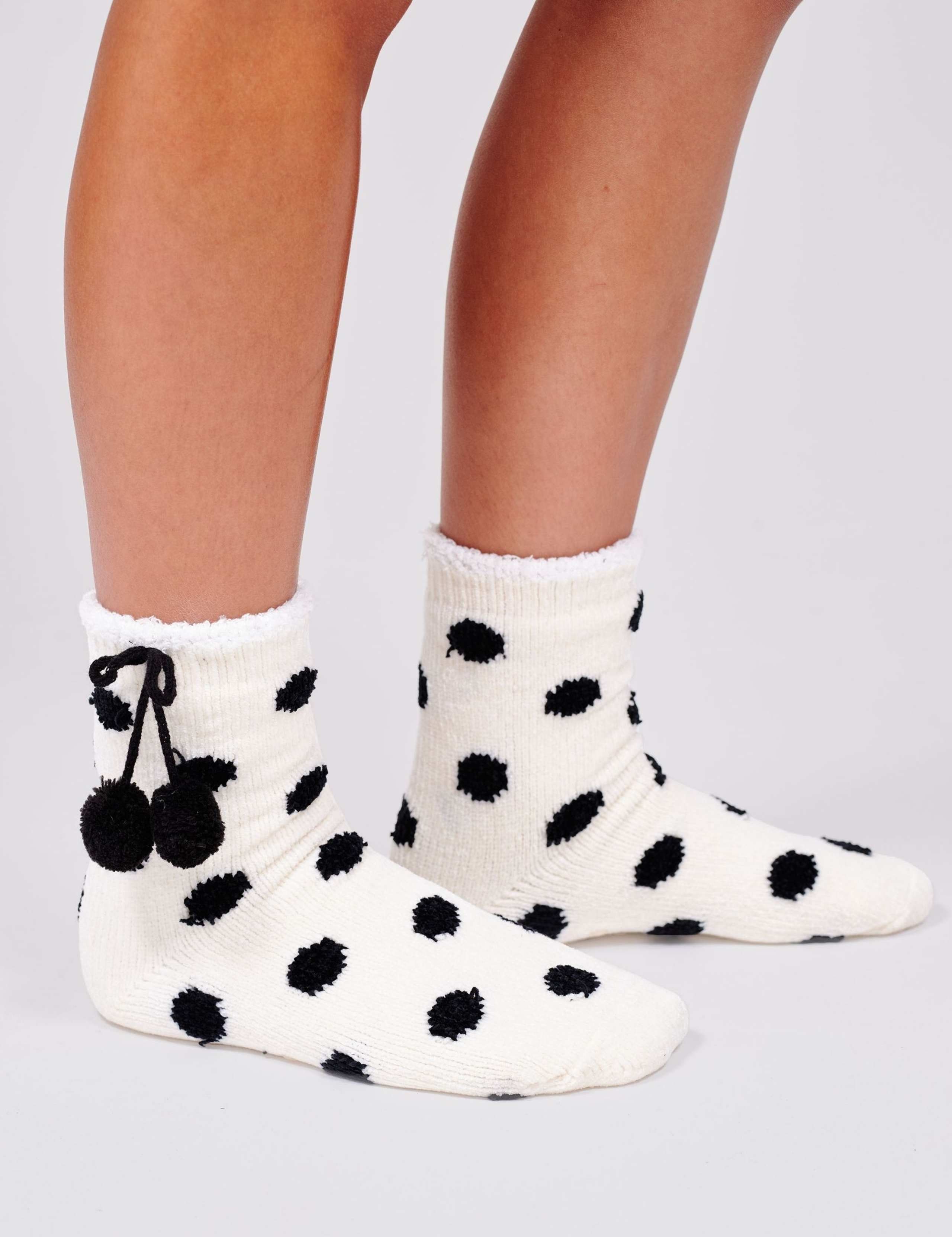 Polka Dot Pom Pom Slipper Socks 4 of 7