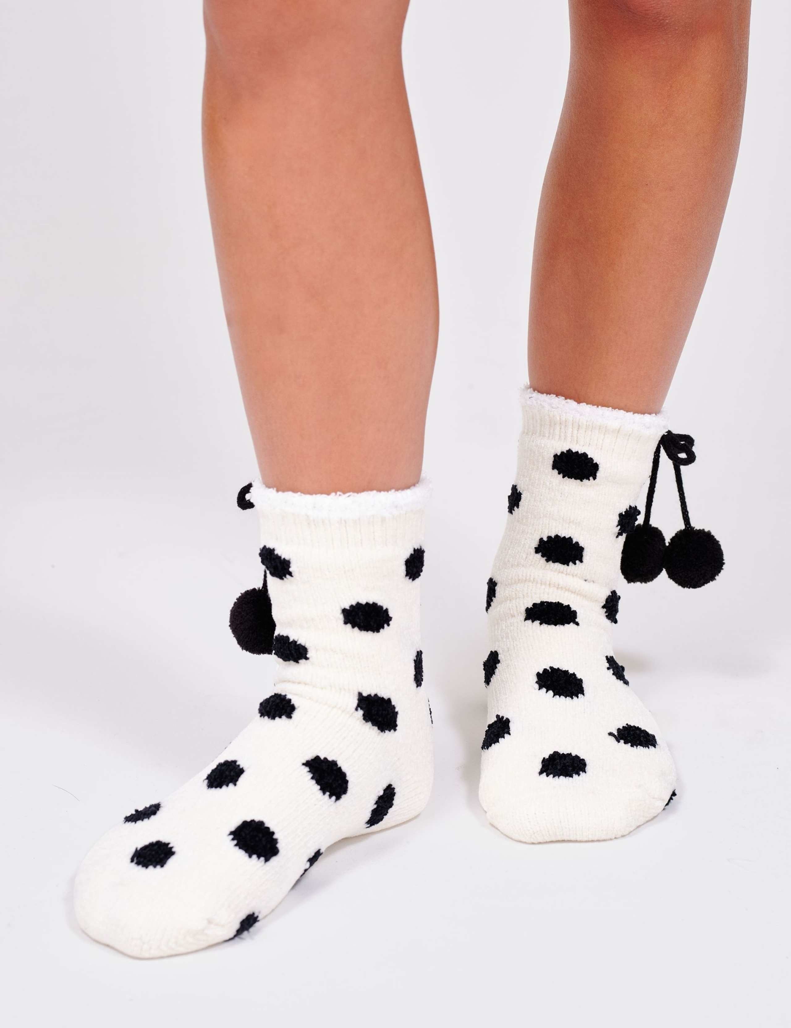 Polka Dot Pom Pom Slipper Socks 5 of 7