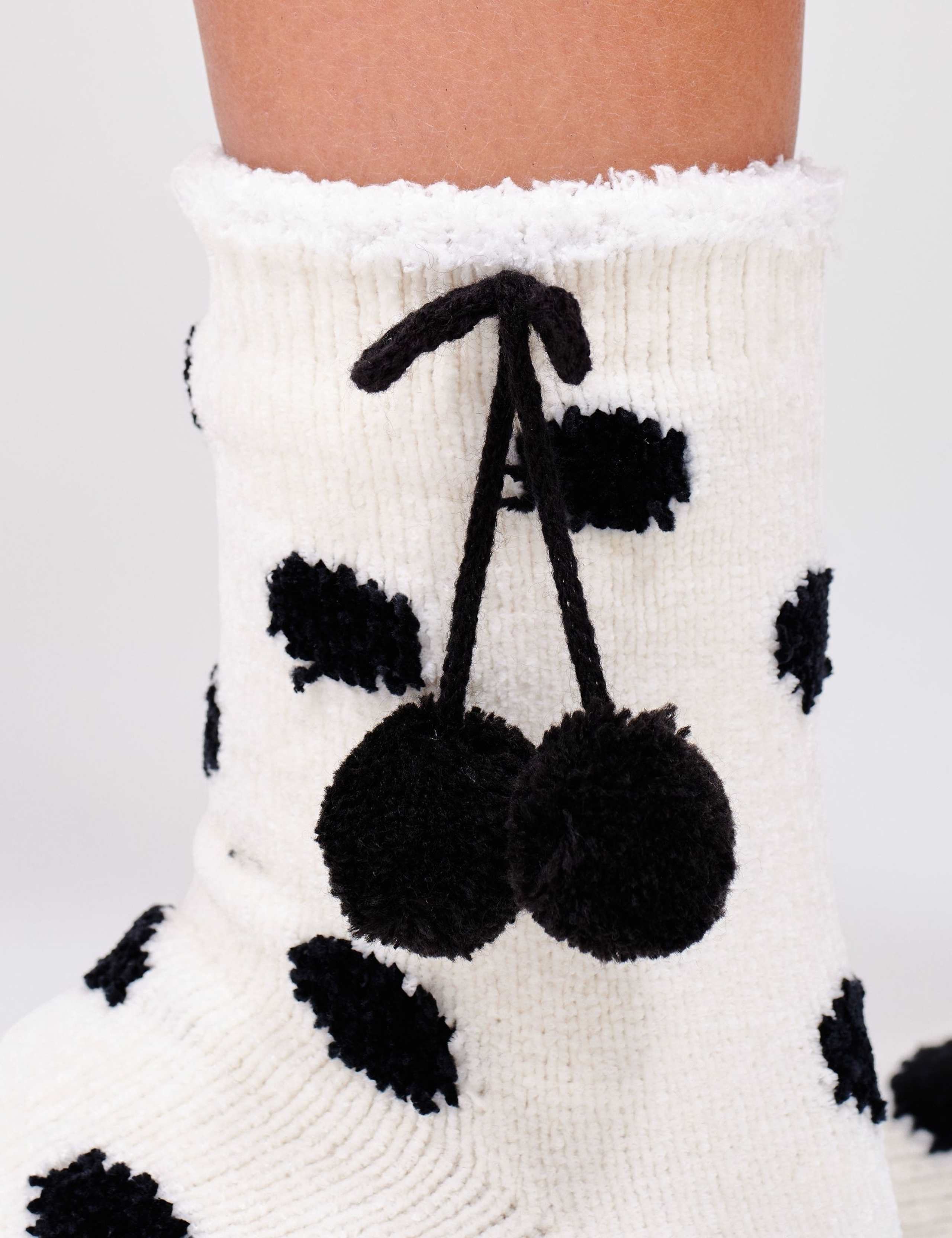 Polka Dot Pom Pom Slipper Socks 7 of 7