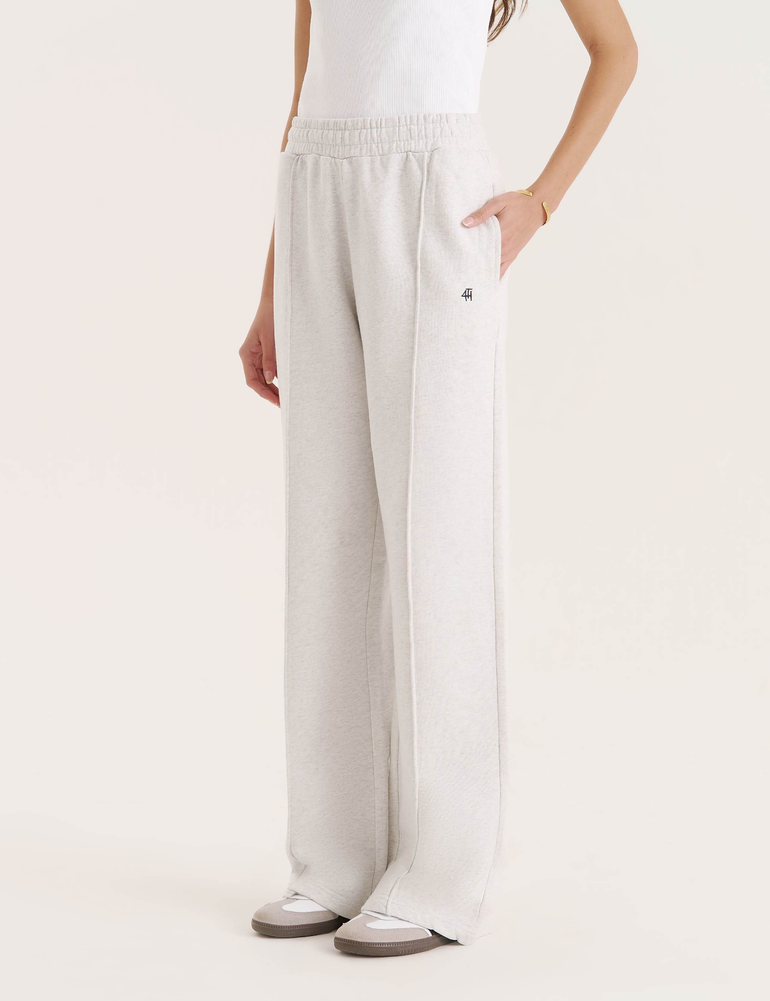 Pure Cotton Pintuck Detail Wide Leg Joggers 4 of 5