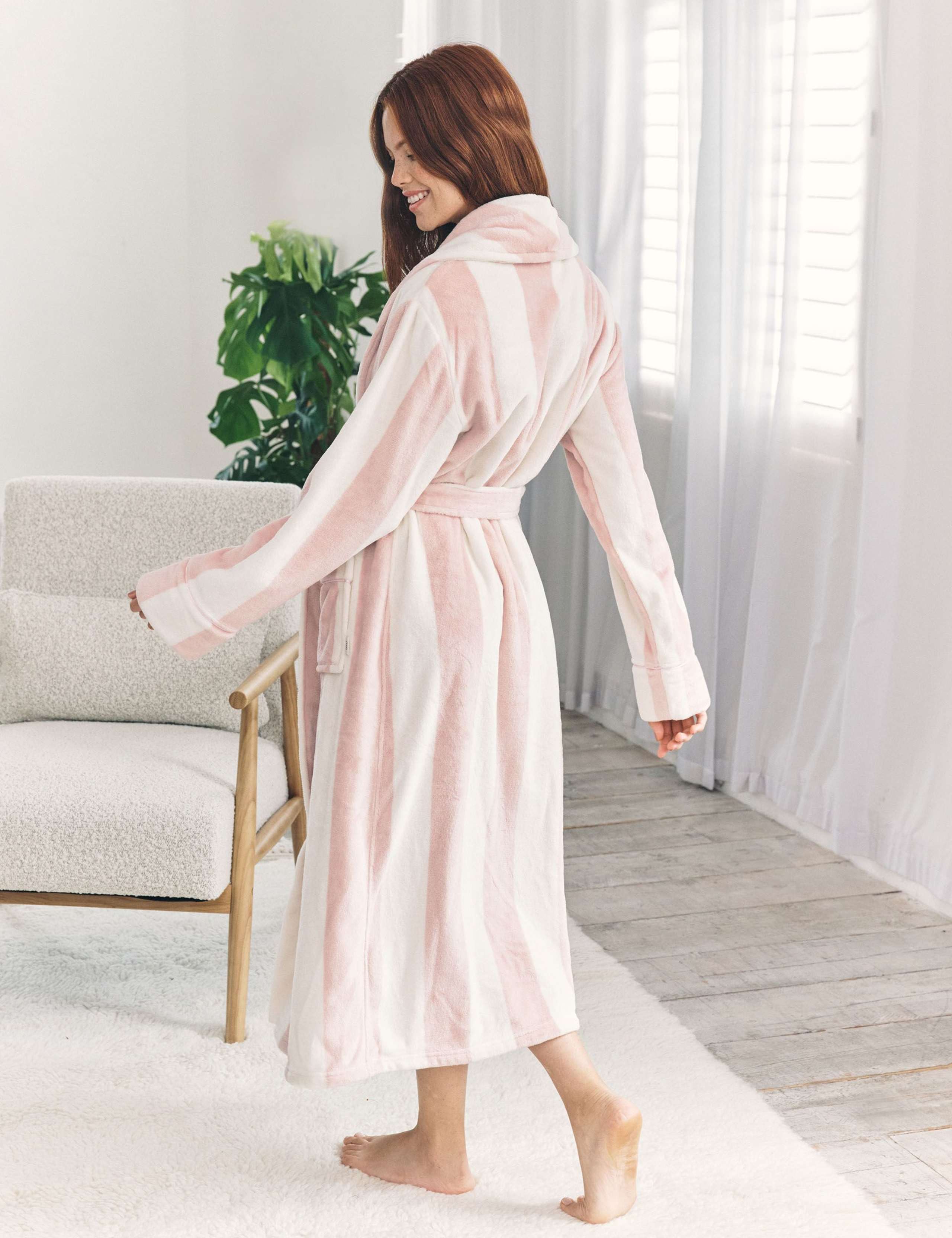 Fleece Striped Dressing Gown 3 of 5