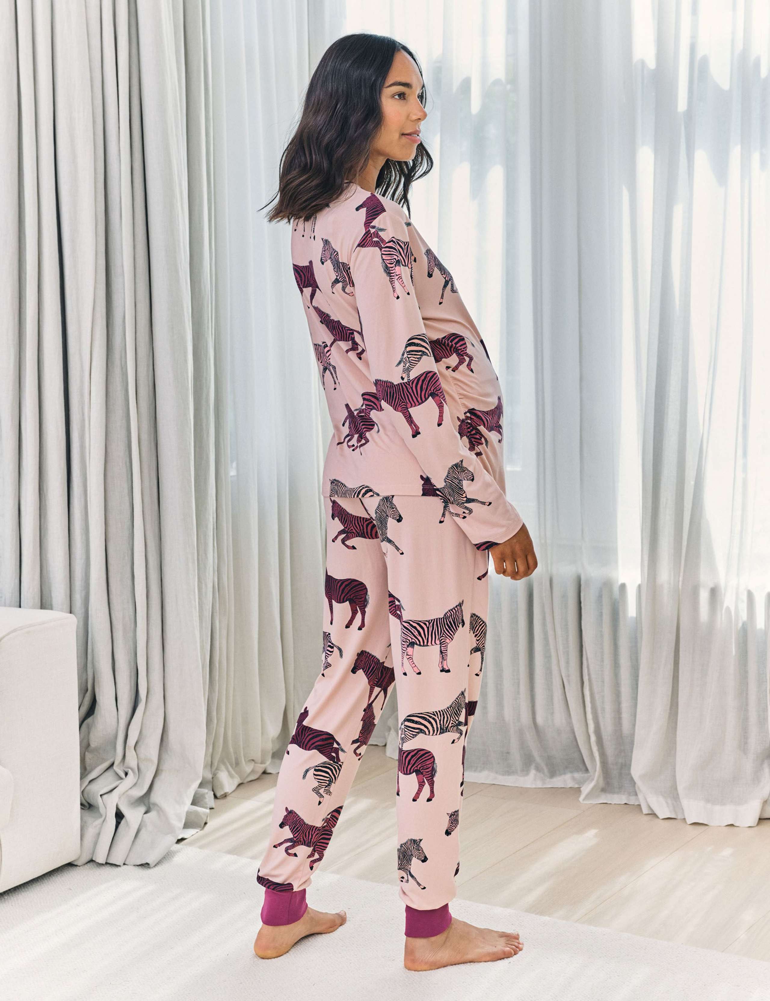 Maternity Jersey Crew Neck Zebra Print Pyjama Set 3 of 6