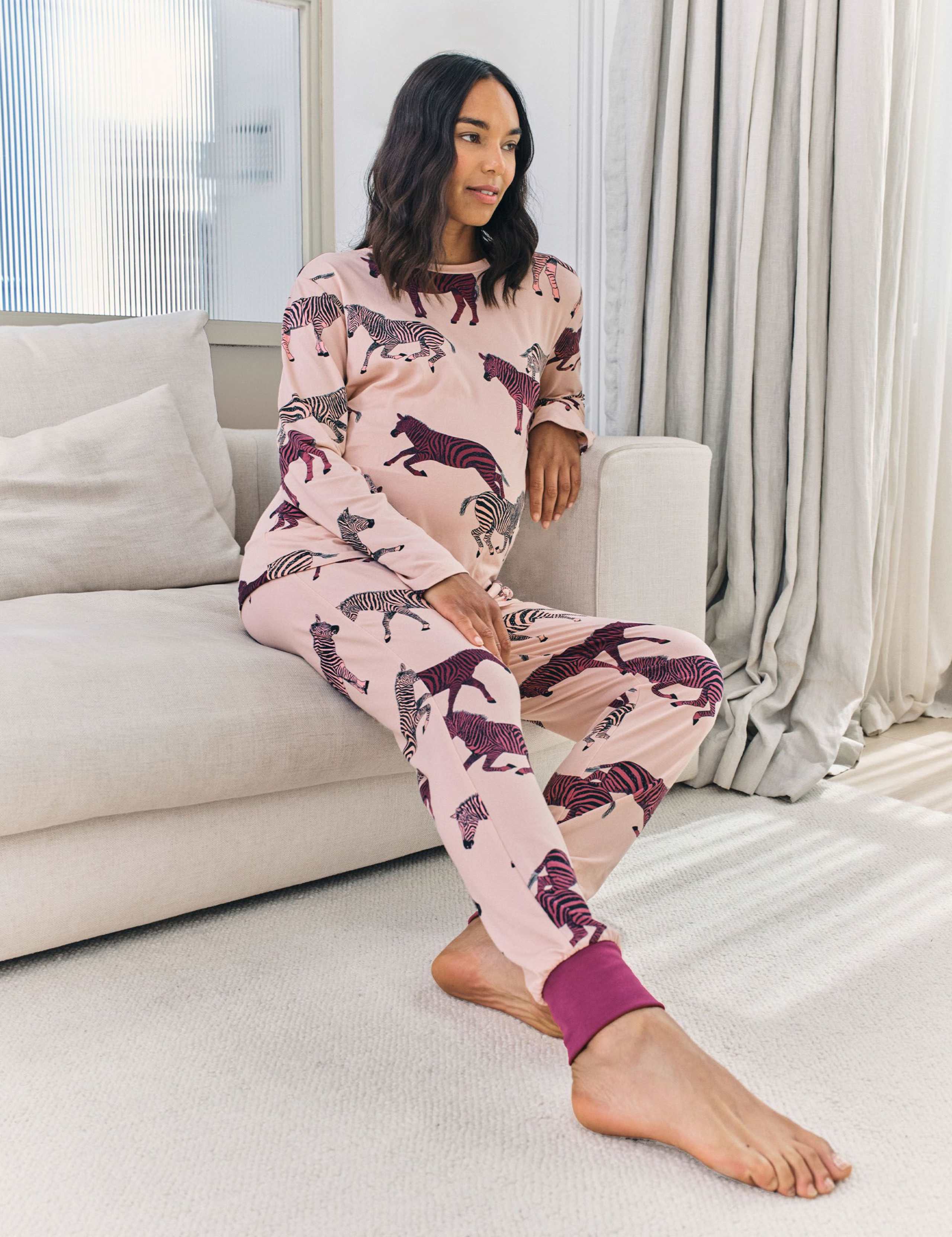 Maternity Jersey Crew Neck Zebra Print Pyjama Set 4 of 6