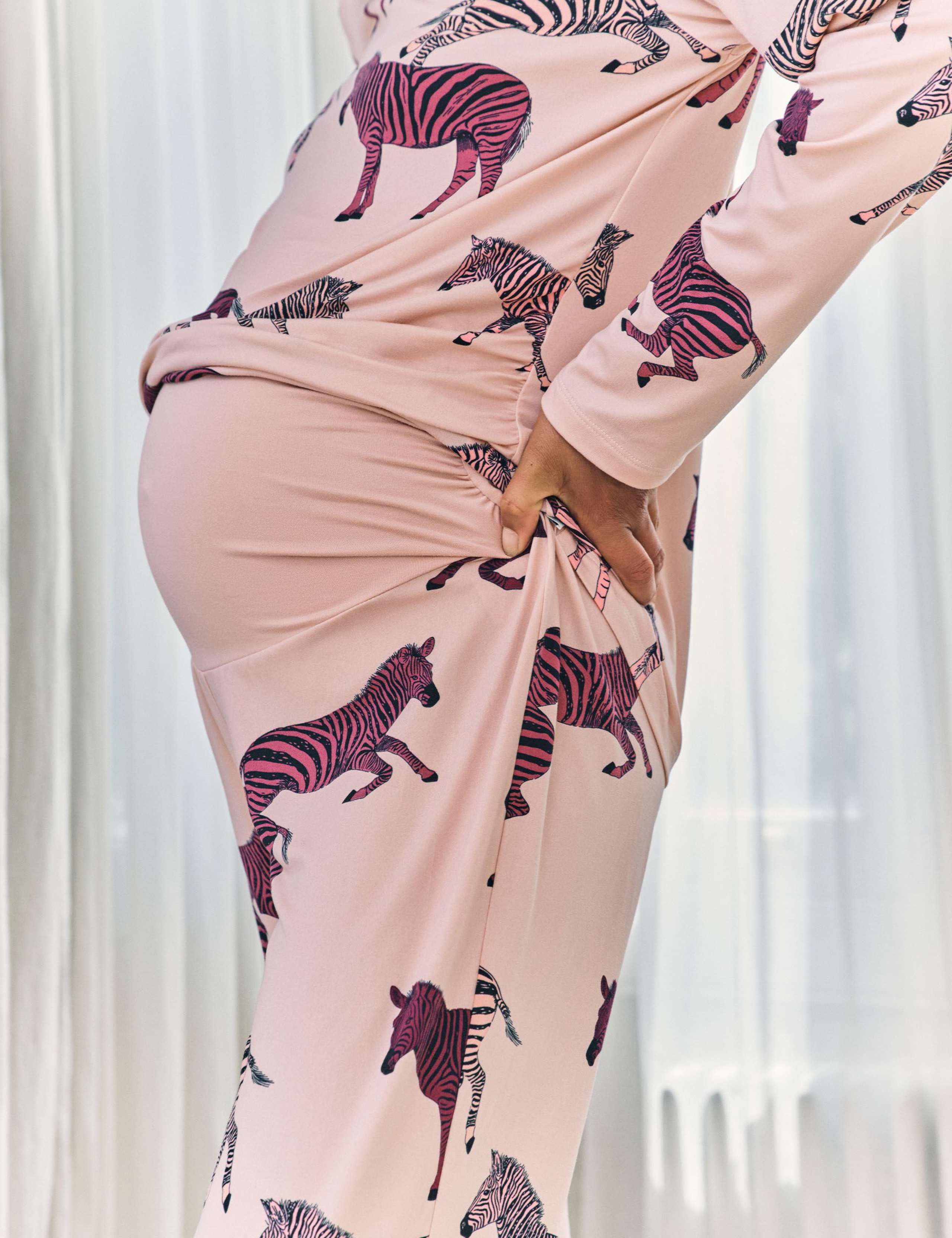 Maternity Jersey Crew Neck Zebra Print Pyjama Set 6 of 6