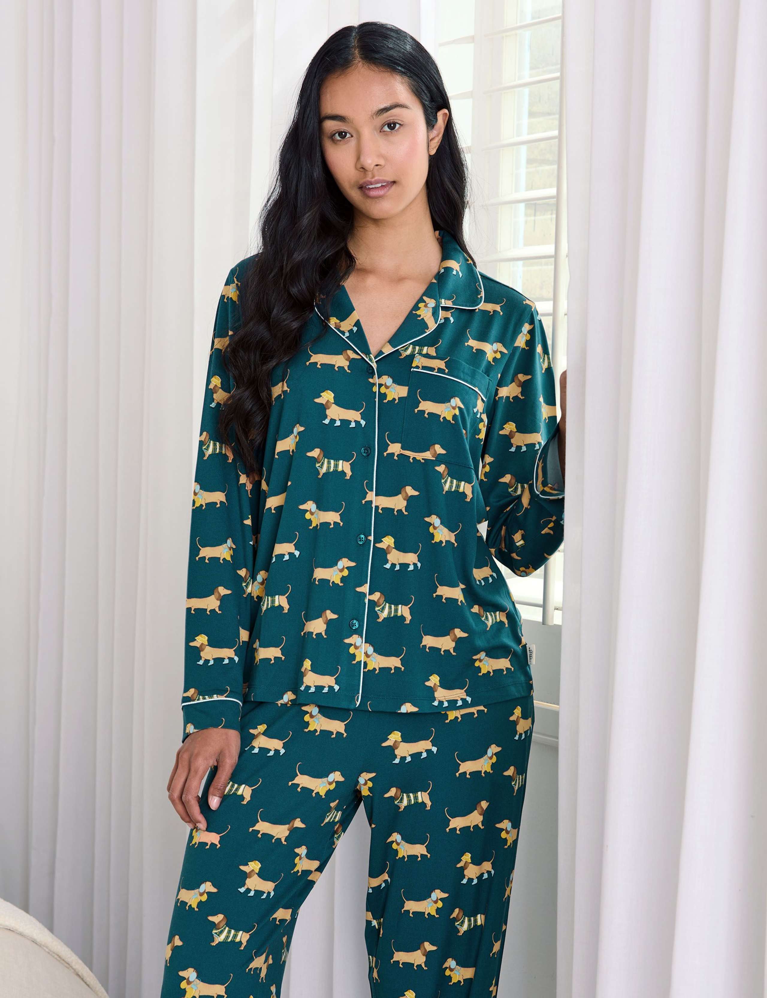 Jersey Sausage Dog Print Pyjama Set 2 of 6
