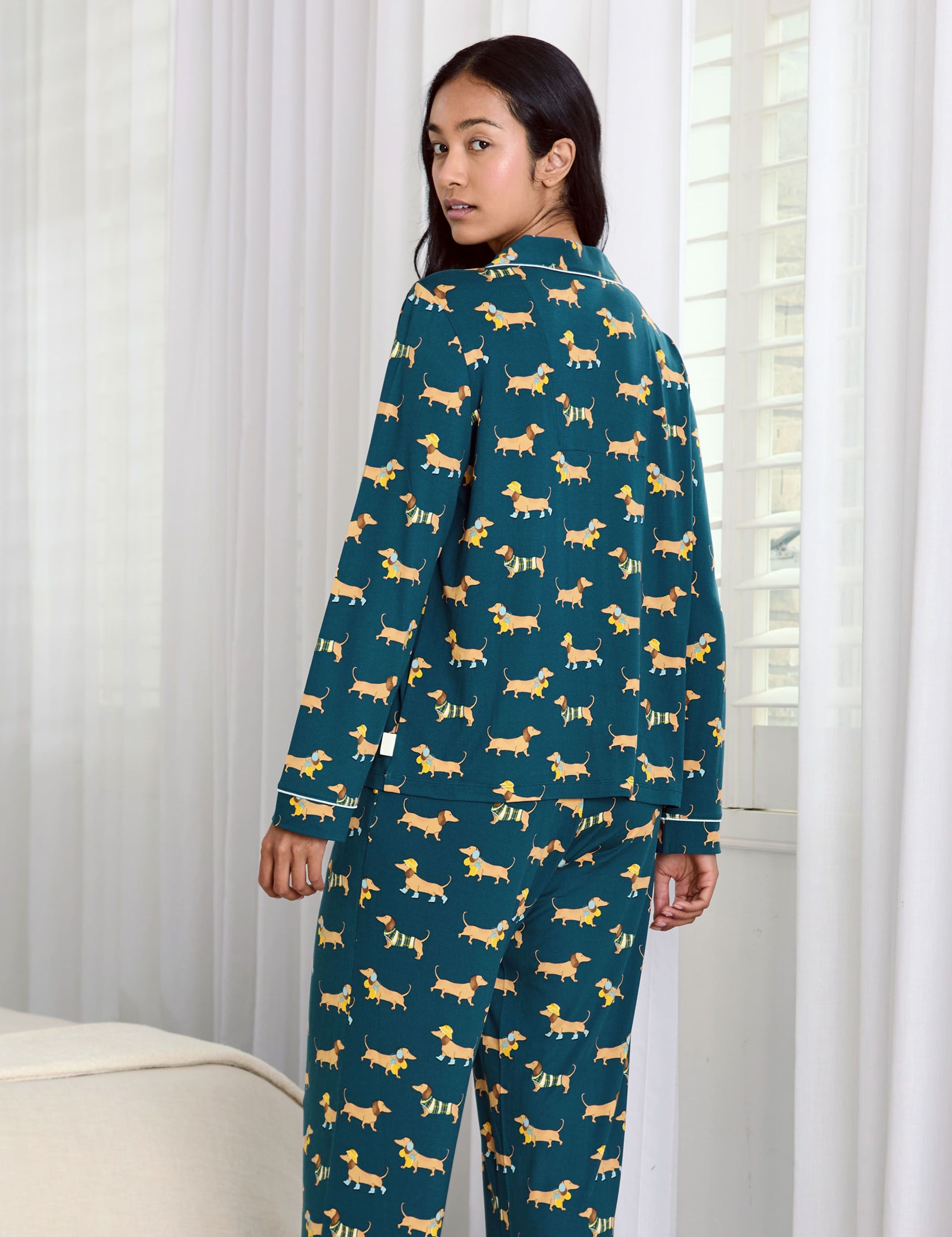 Jersey Sausage Dog Print Pyjama Set 3 of 6