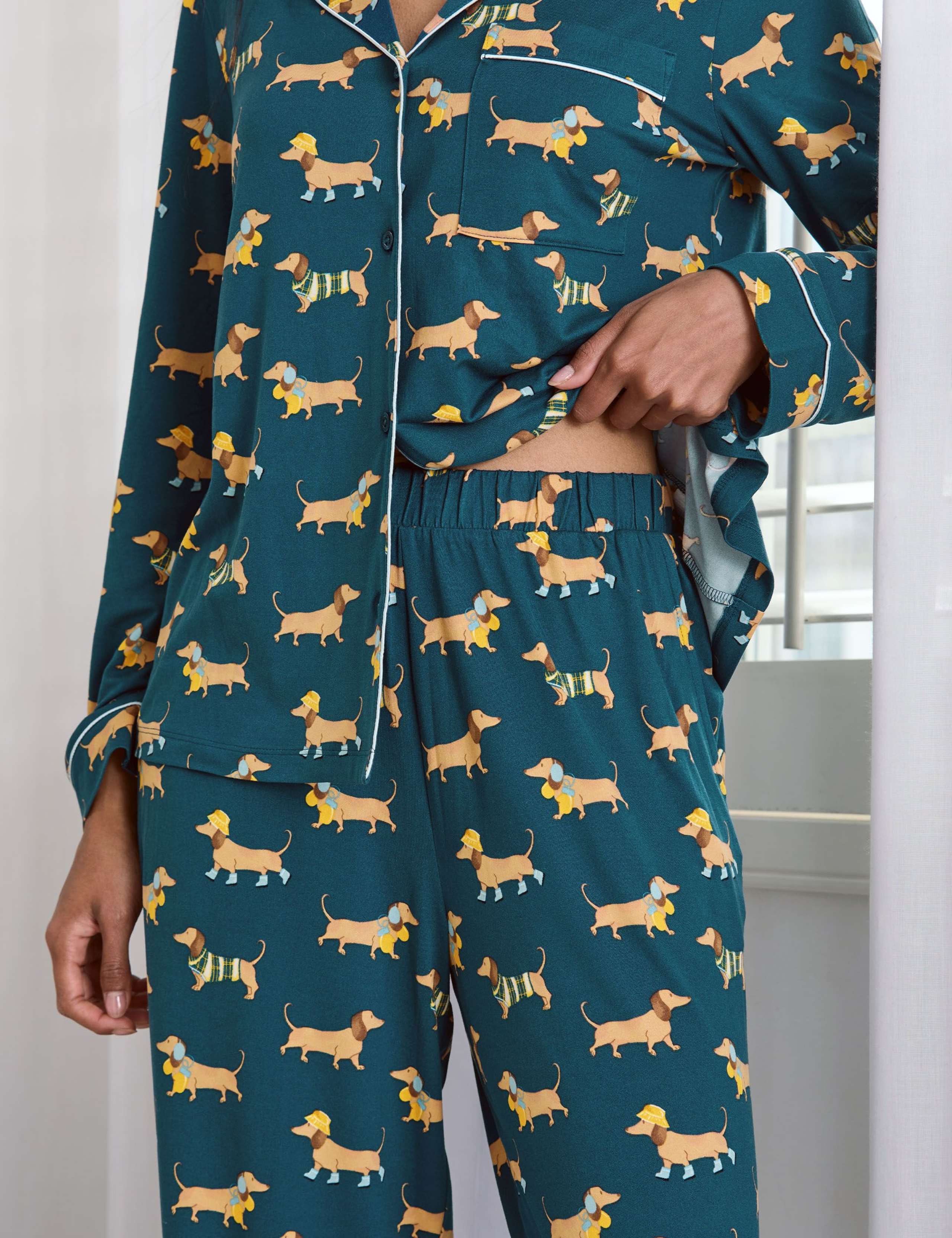 Jersey Sausage Dog Print Pyjama Set 6 of 6