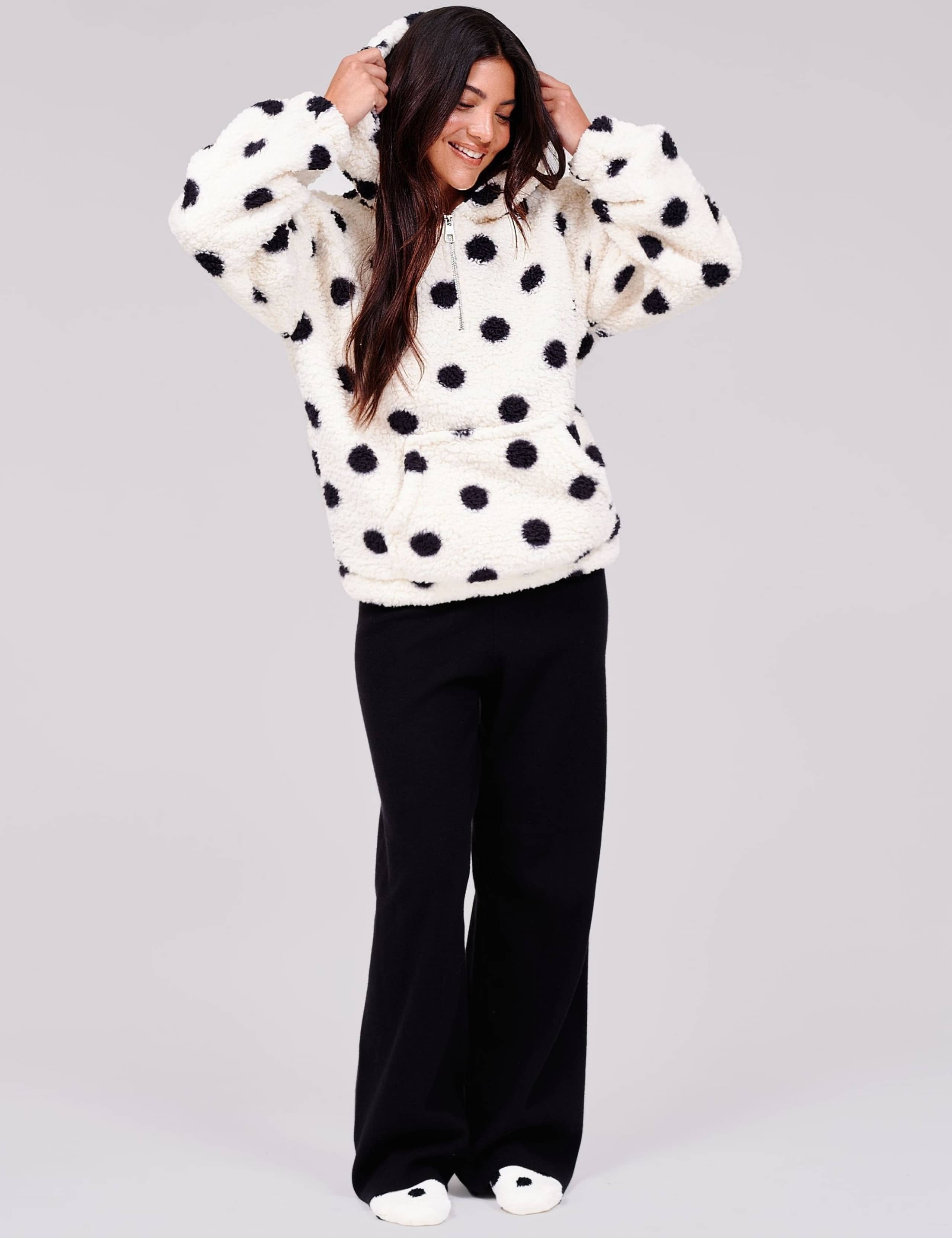 Cosy Borg Polka Dot Quarter Zip Hoodie 3 of 4