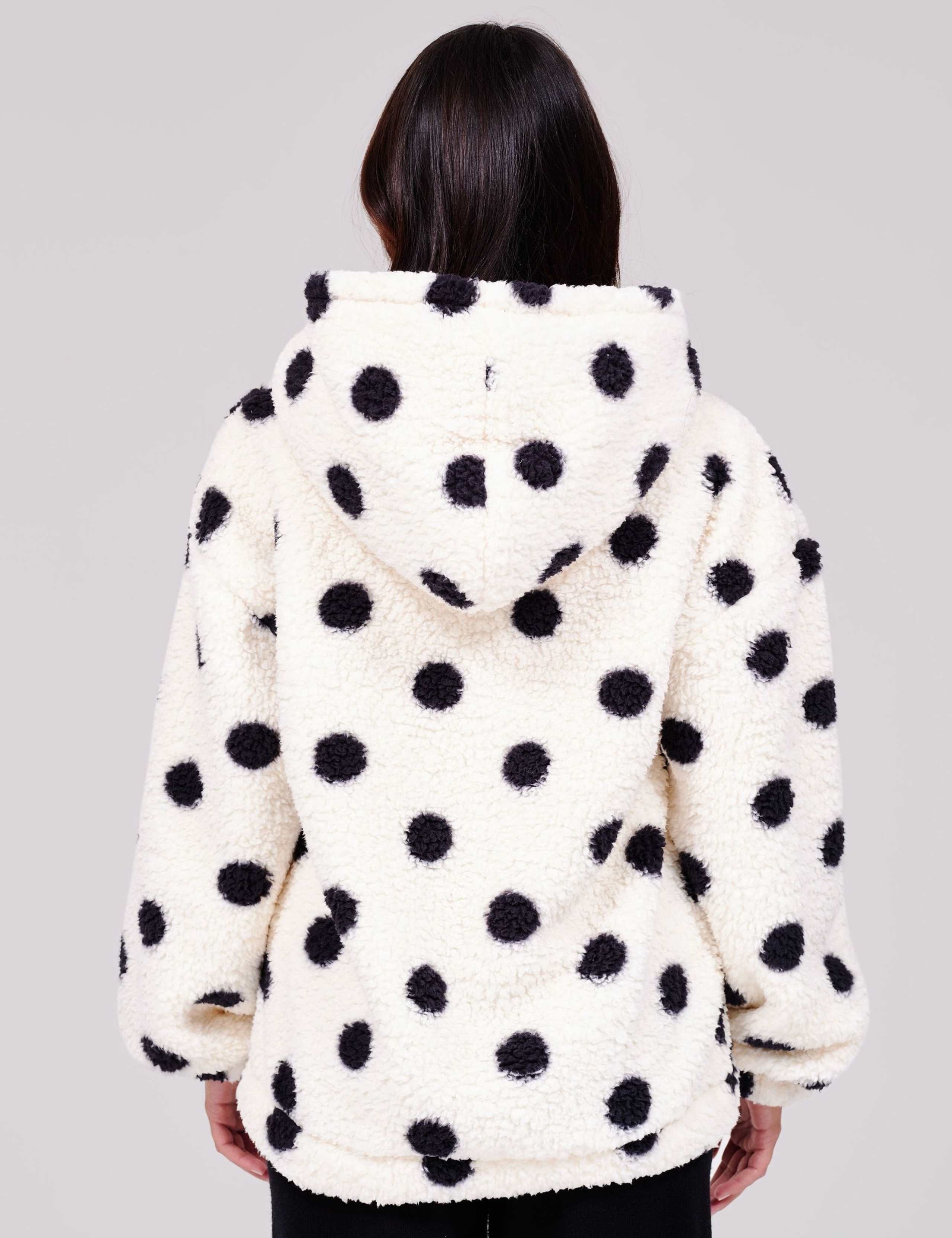 Cosy Borg Polka Dot Quarter Zip Hoodie 4 of 4