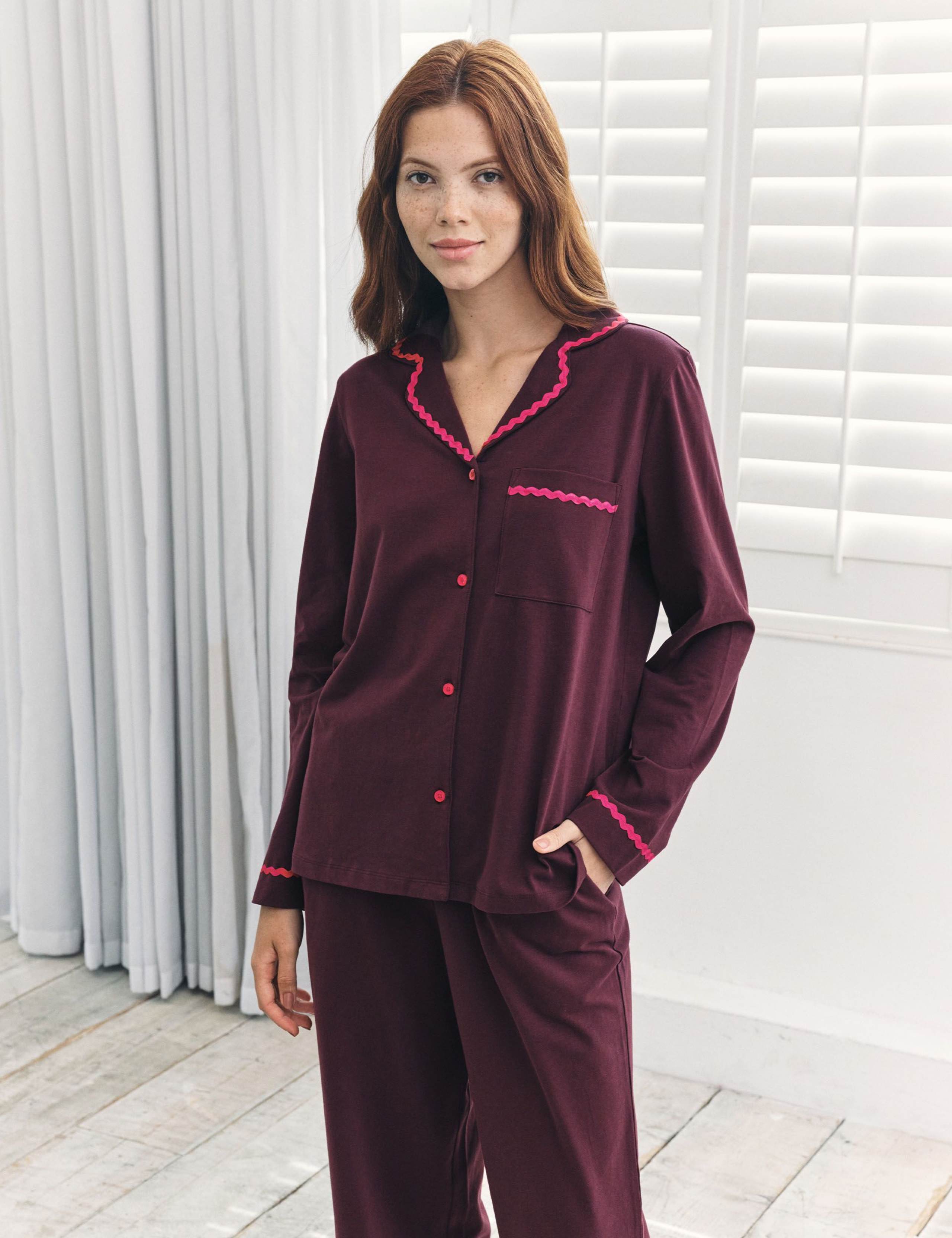 Cotton Rich Embroidered Good Night Pyjama Set 2 of 7