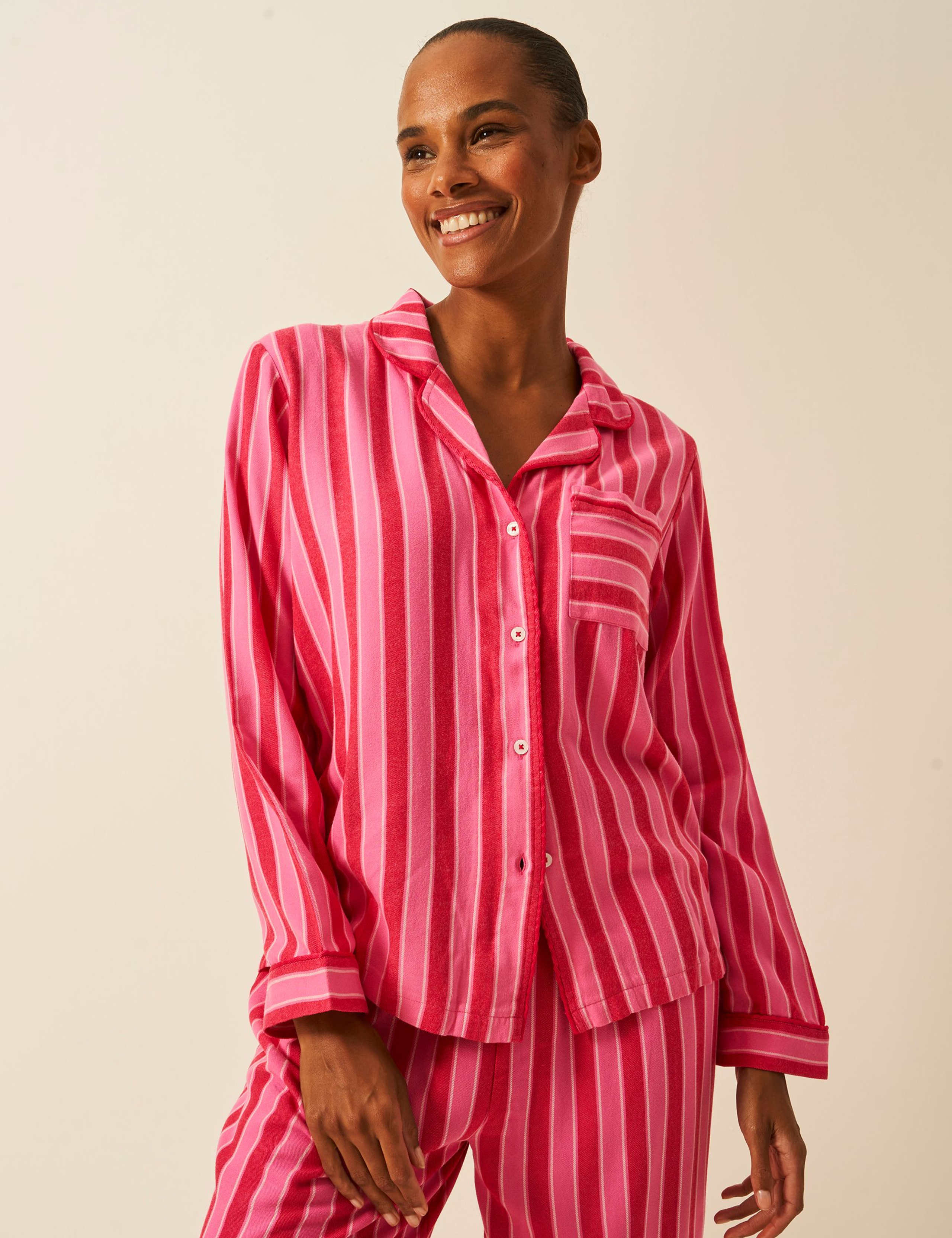 Brushed Striped Revere Pyjama Top 2 of 3