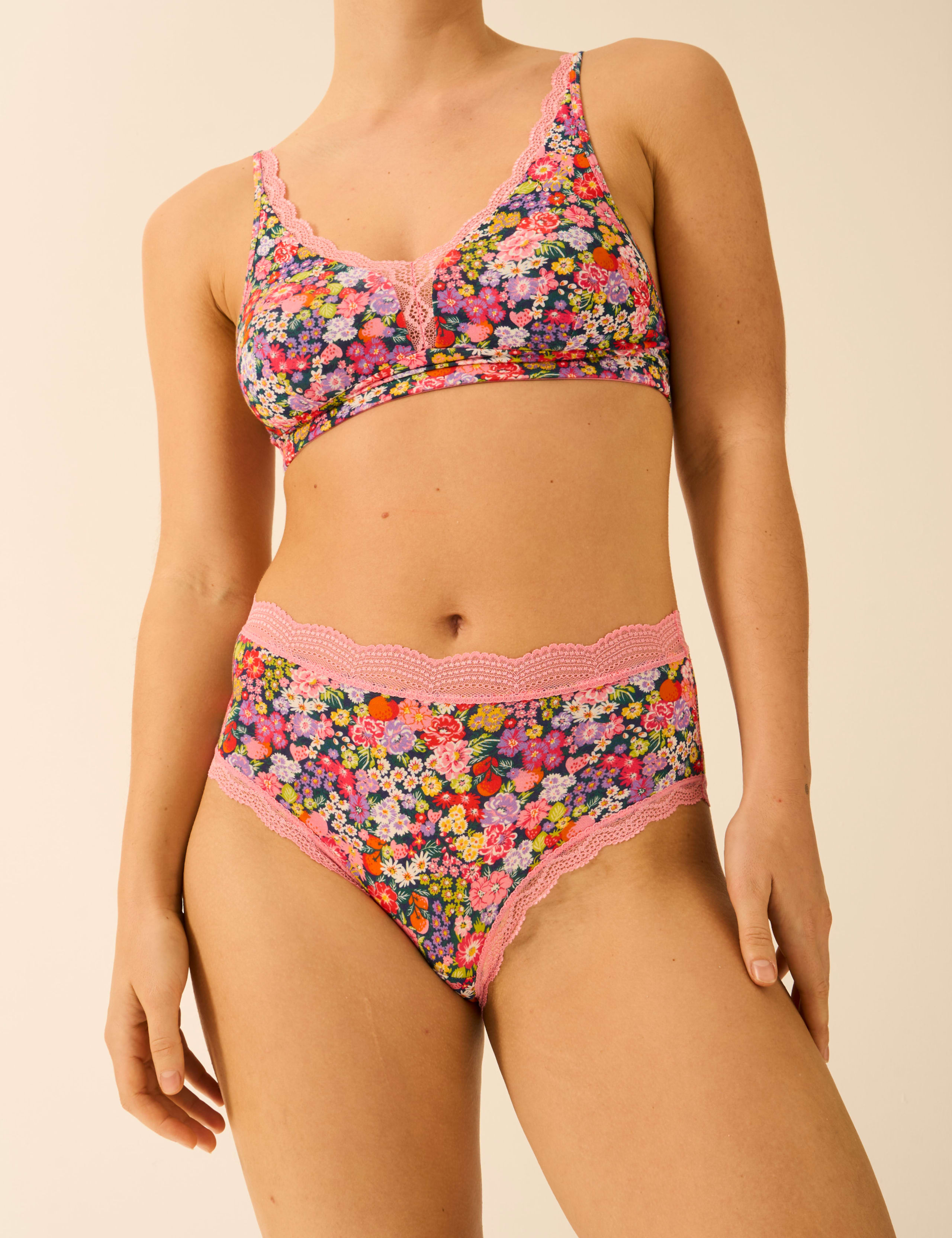 Four Pack Modal Lace Floral Full Briefs 1 of 2