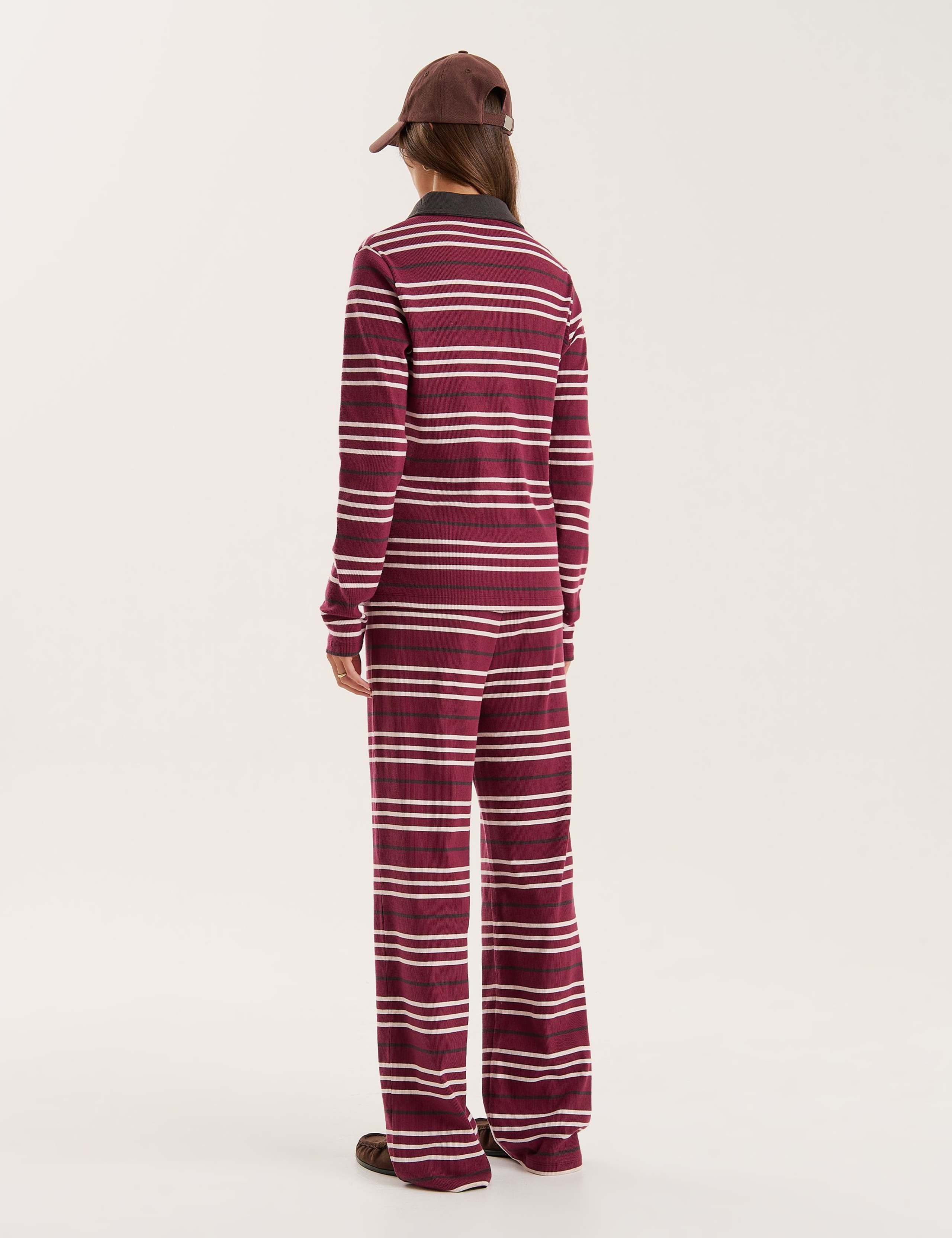 Cotton Rich Striped Wide Leg Trousers 2 of 4