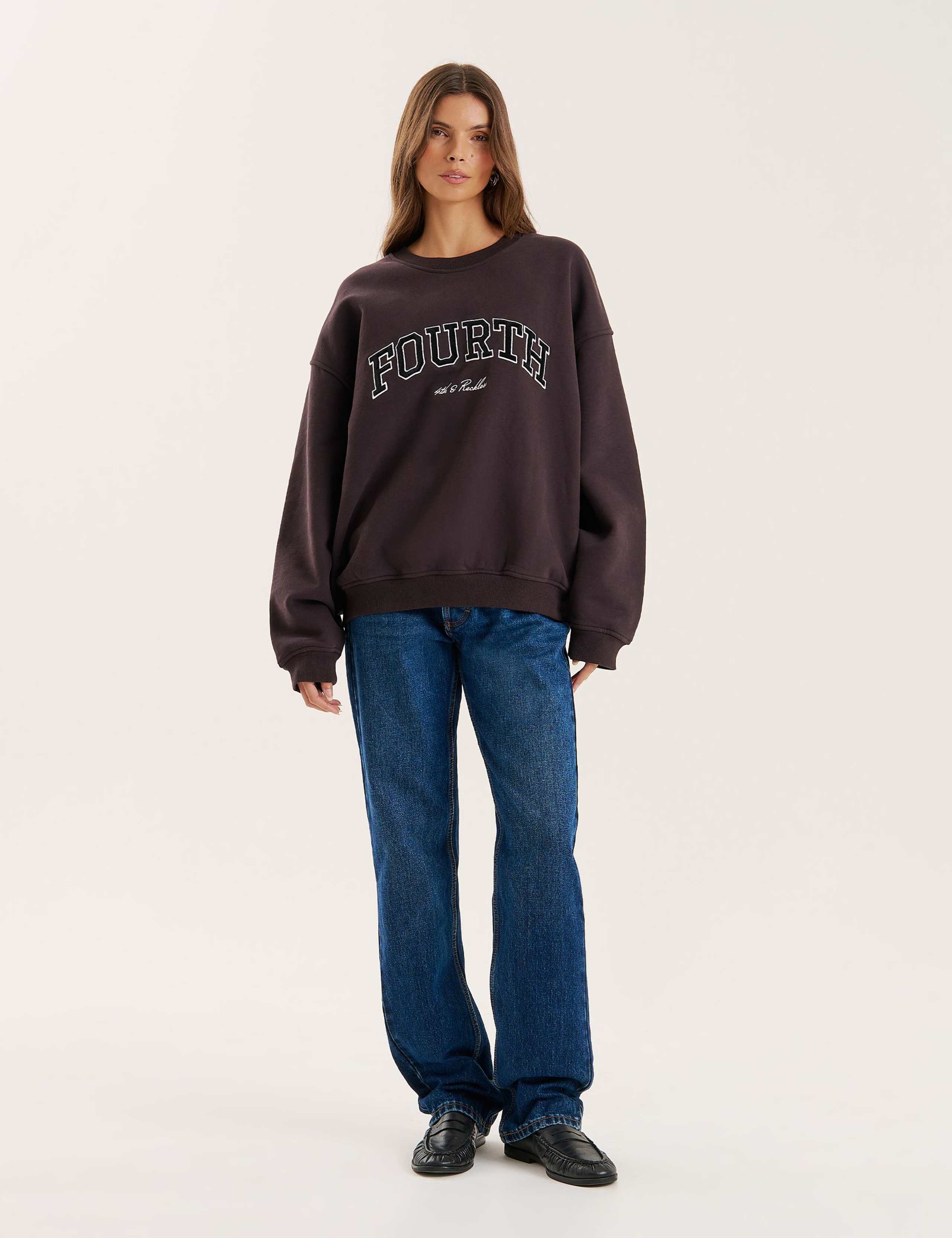 Pure Cotton Slogan Crew Neck Sweatshirt 1 of 4