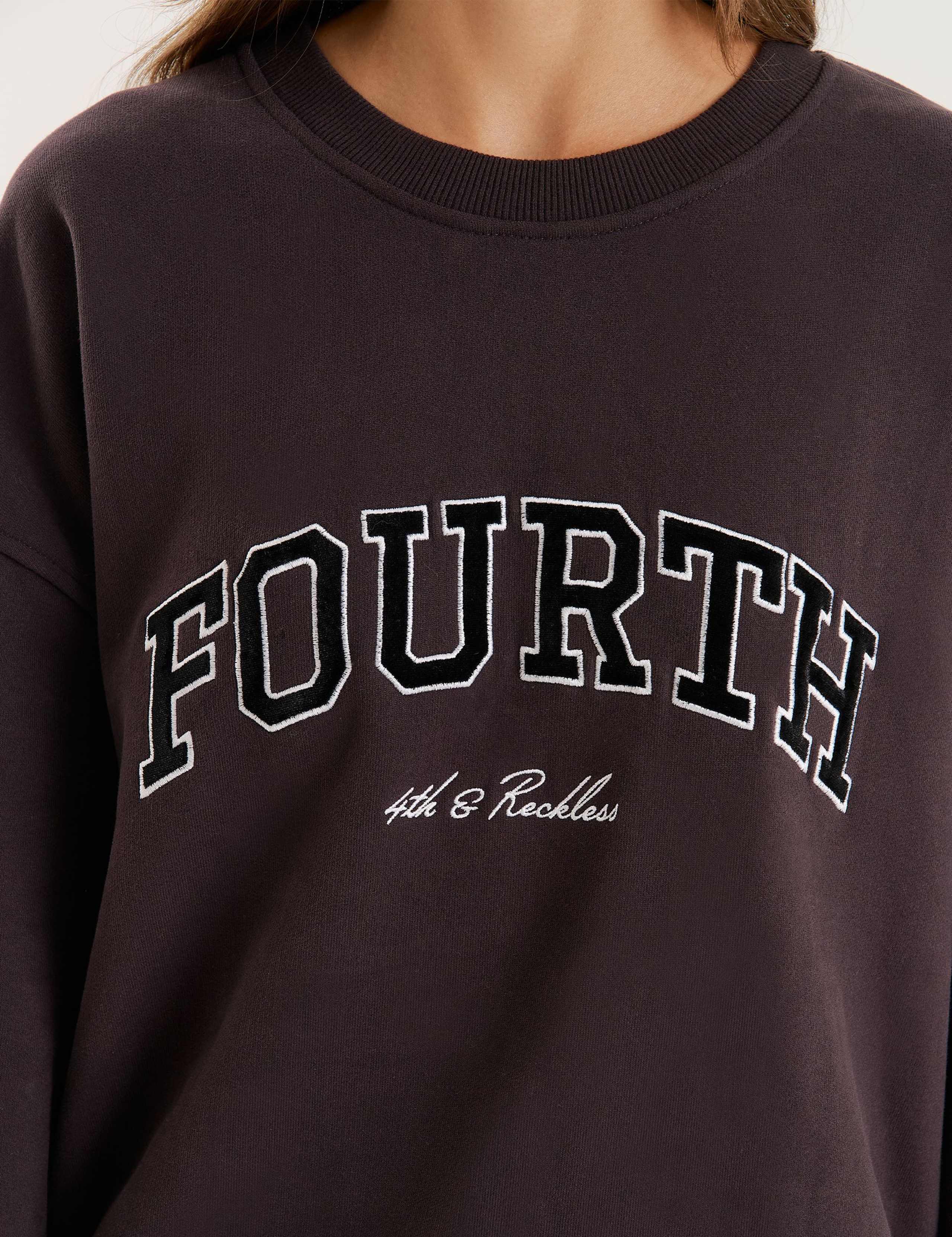 Pure Cotton Slogan Crew Neck Sweatshirt 4 of 4